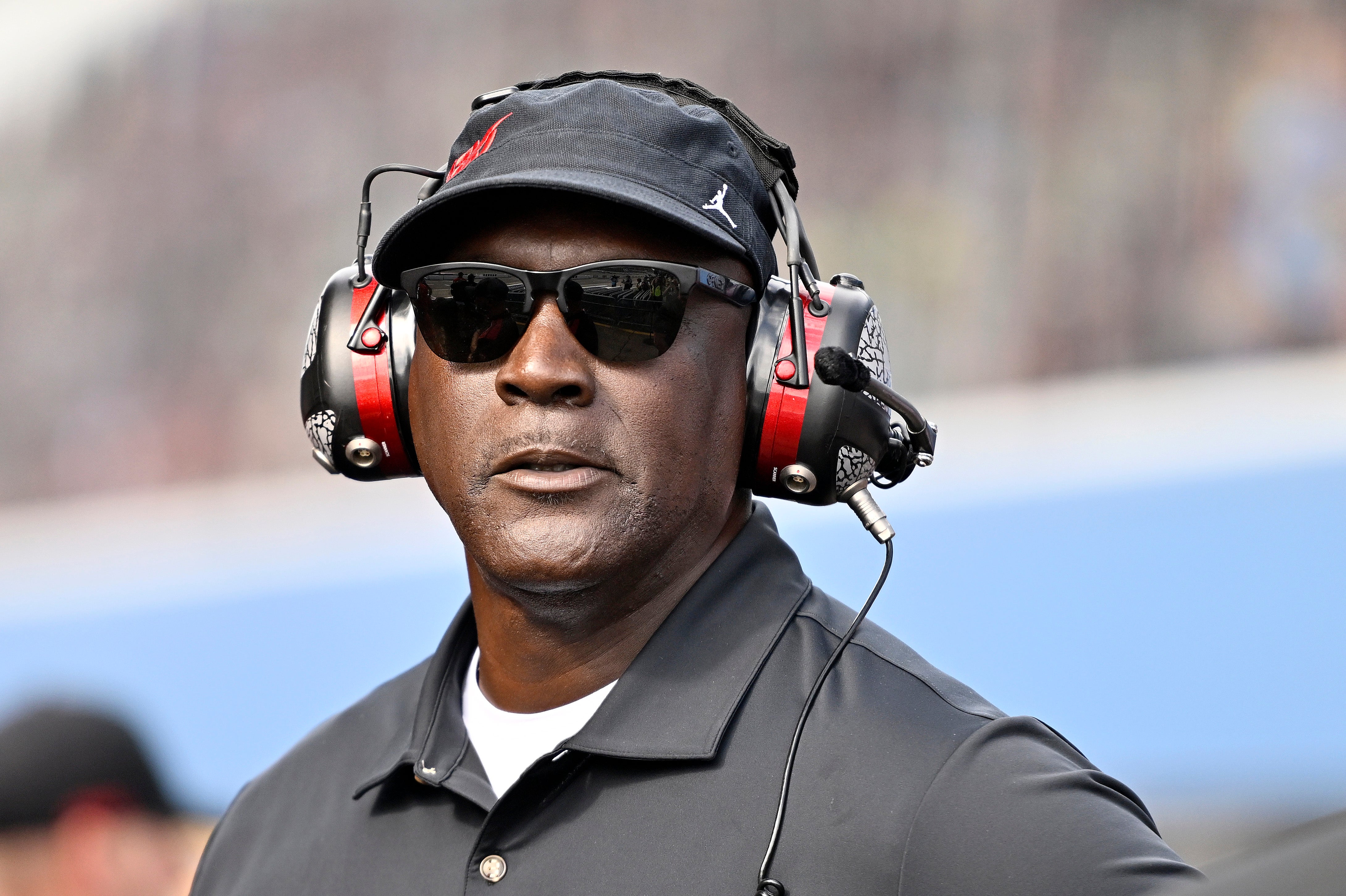 Michael Jordan, NBA Hall of Famer and co-owner of 23XI Racing looks on during the NASCAR Cup Series FireKeepers Casino 400 at Michigan International Speedway on August 18, 2024 in Brooklyn, Michigan