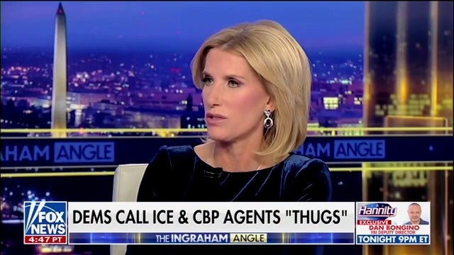 Fox News host Laura Ingraham said that it is ‘borderline illegal’ for Democratic lawmakers to call masked ICE agents ‘thugs’ and called for ‘accountability.’