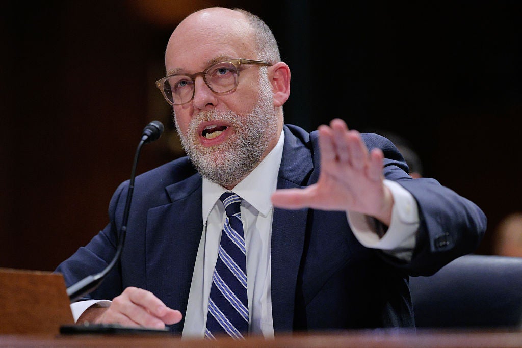 Consumer Financial Protection Bureau Acting Director Russell Vought faces questions about his bureau’s stance on the legality on certain aspects of credit card rewards programs