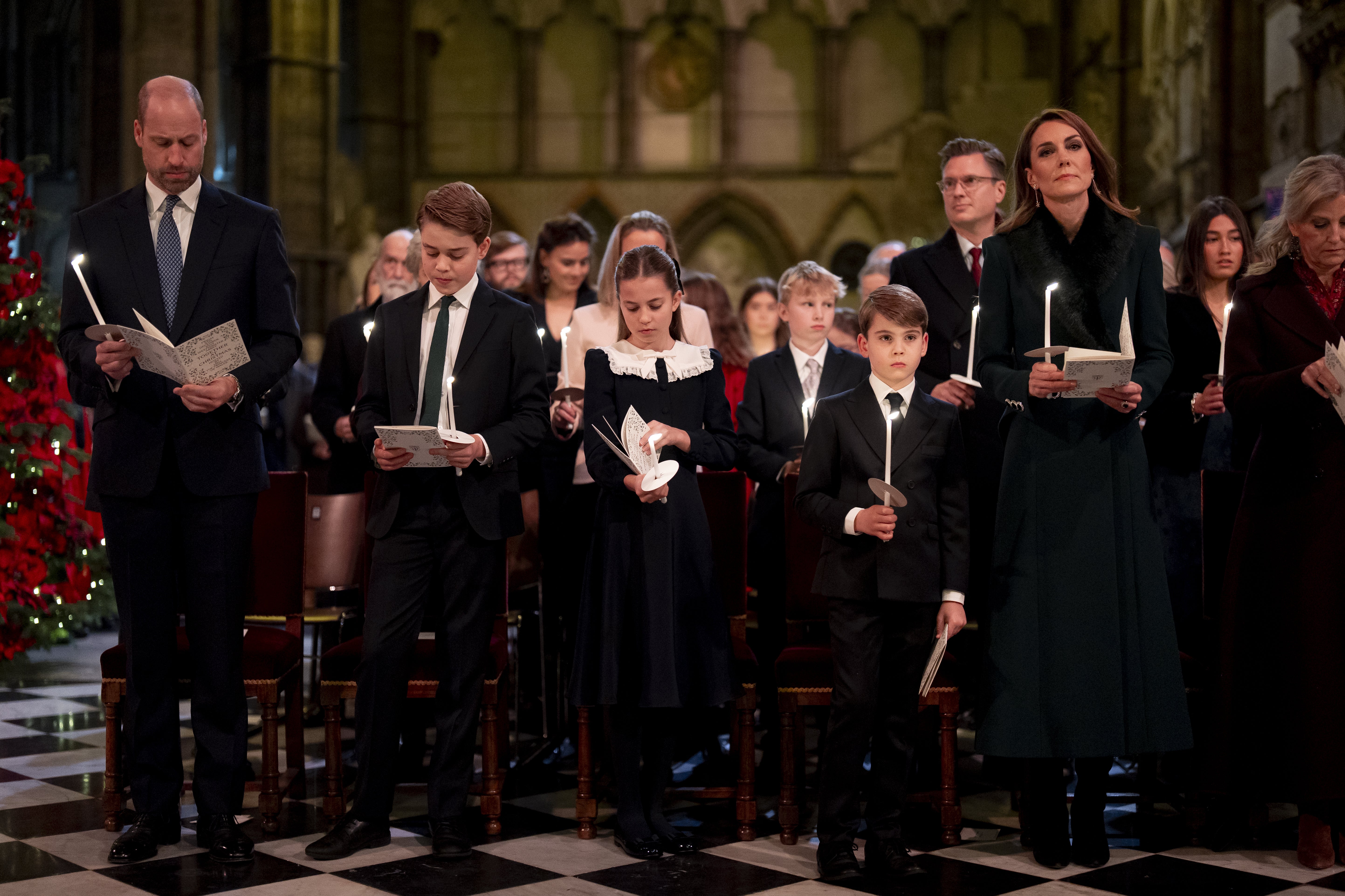William and Kate with their children during the Together at Christmas carol service at Westminster Abbey
