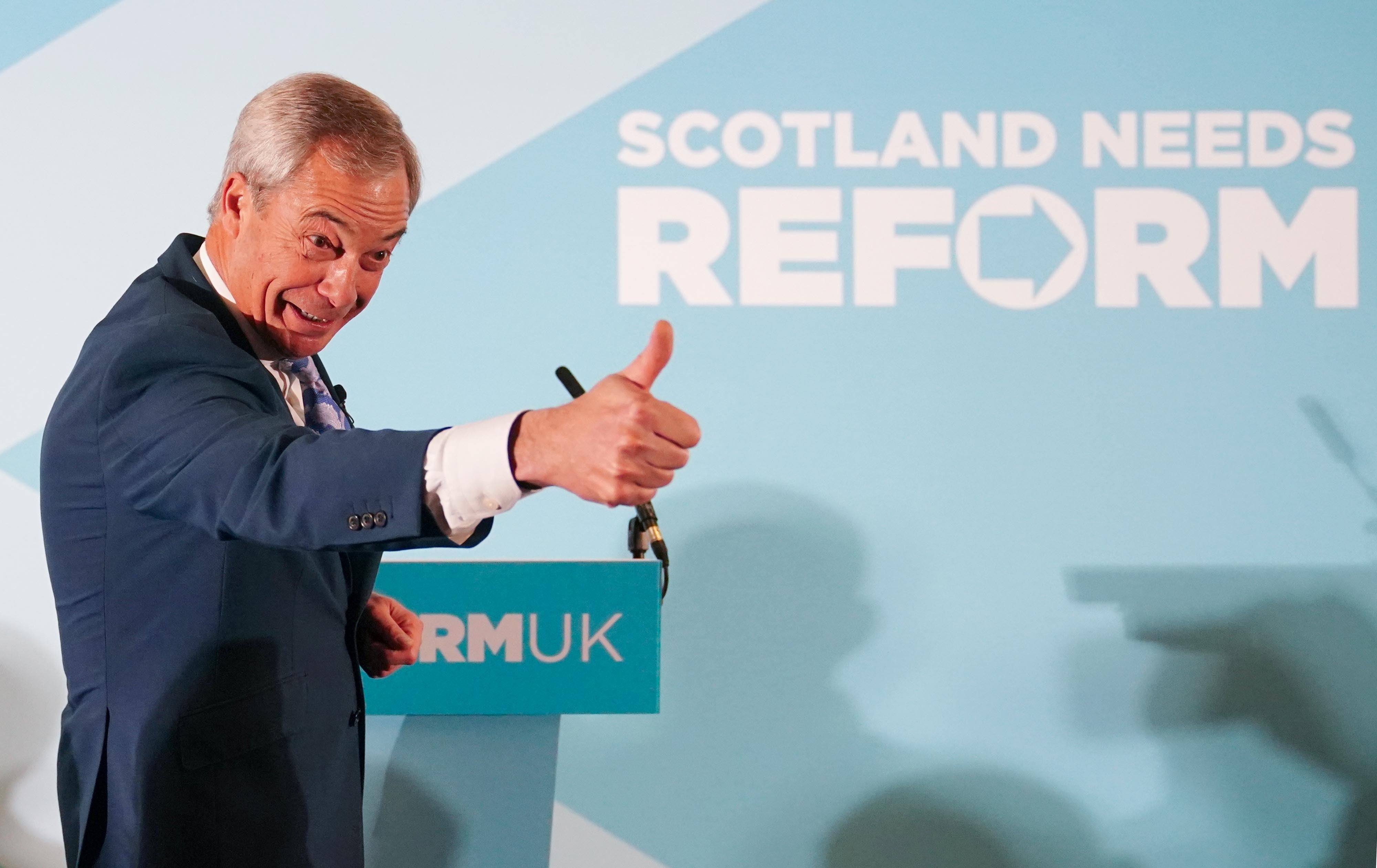 Reform UK leader Nigel Farage announced the defection during a rally in Scotland (Jane Barlow/PA)