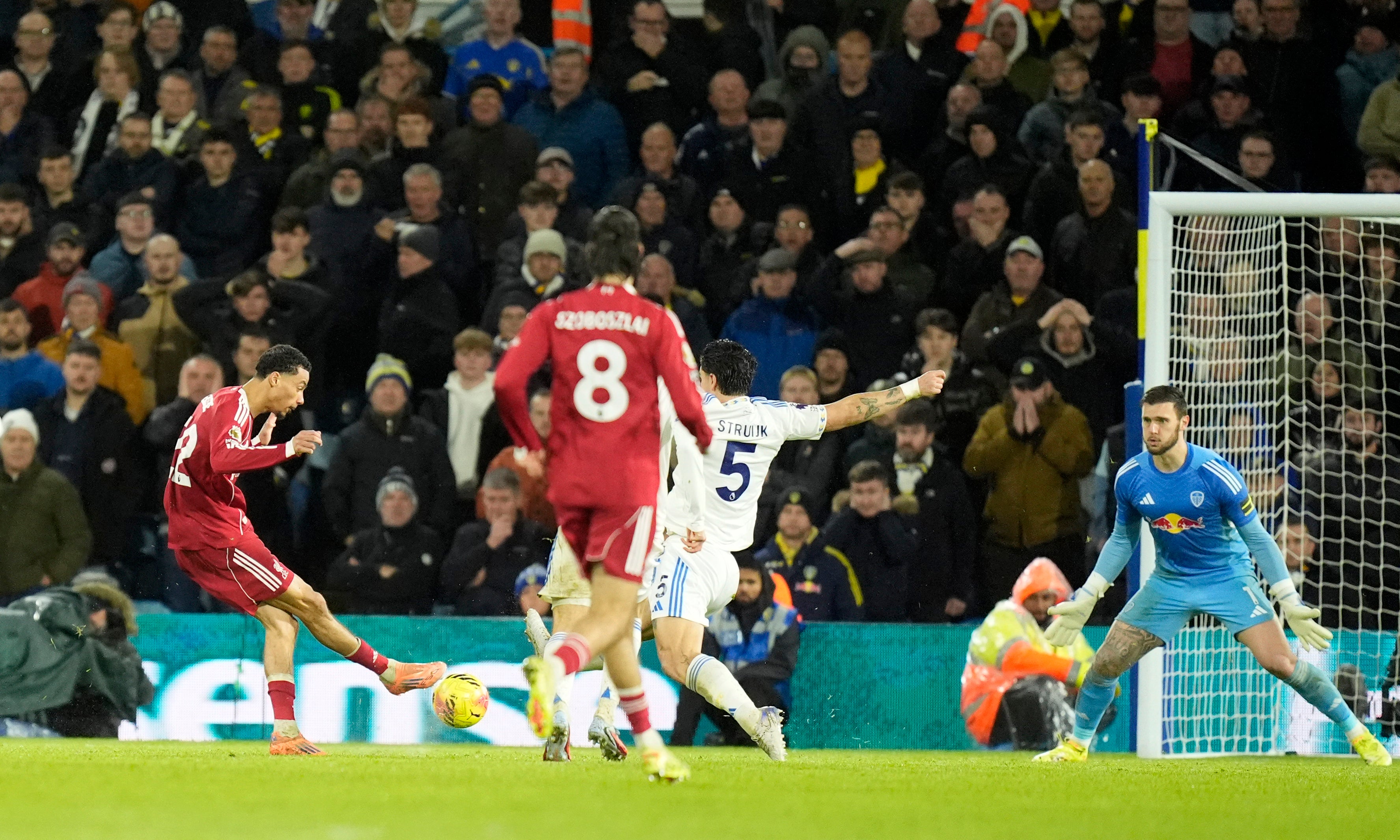 Hugo Ekitike puts Liverpool in front at Elland Road