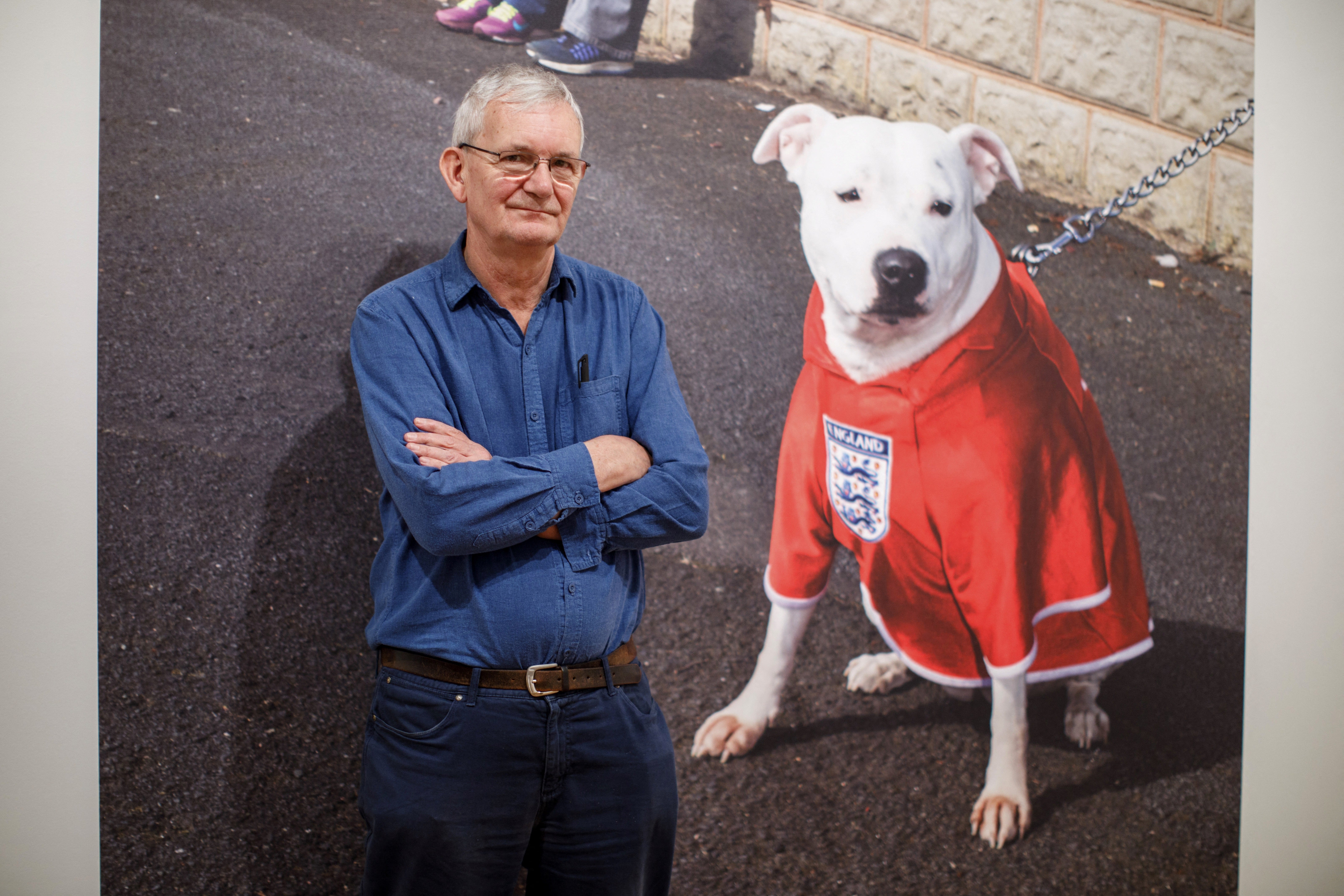 Parr poses during the press preview of his ‘Only Human: Photographs’ exhibition at the National Portrait Gallery in London, on 6 March 2019