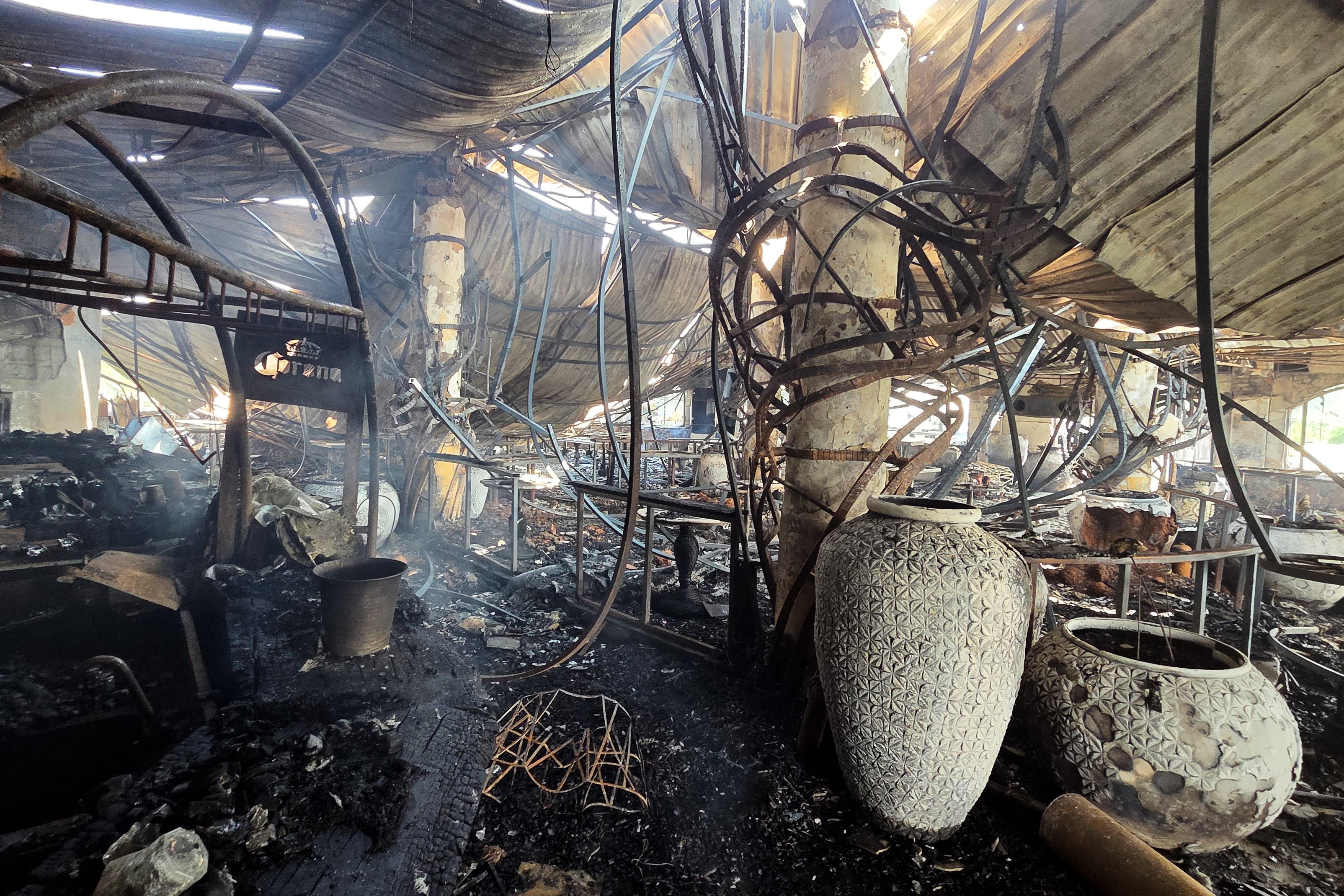 <p>The charred interior of a nightclub, which caught fire early Sunday</p>