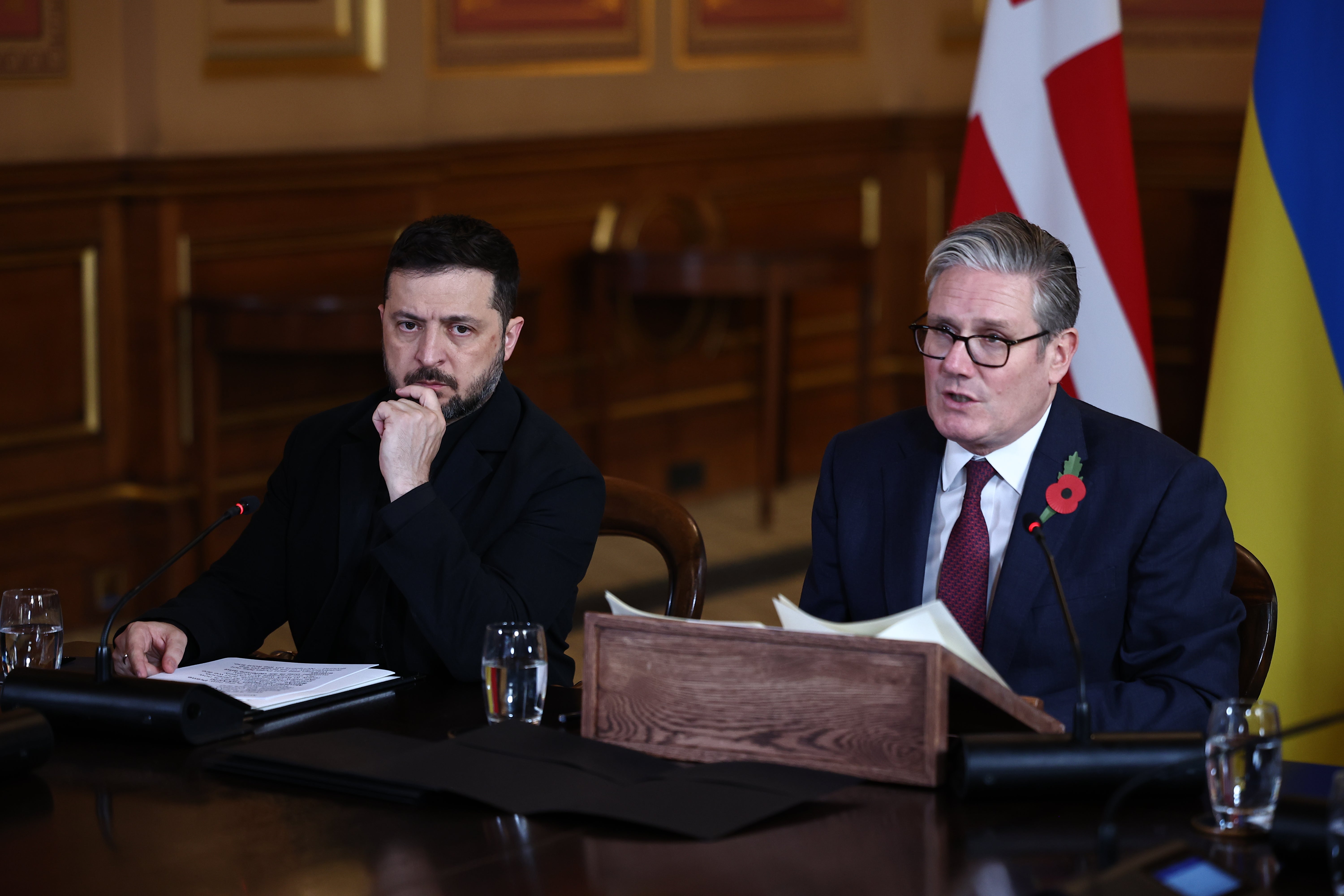 Keir Starmer with Volodymyr Zelensky in London in October