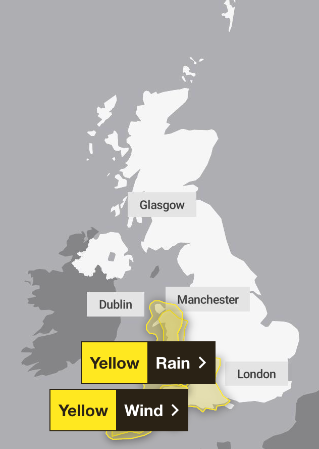 Weather warnings in place on Monday