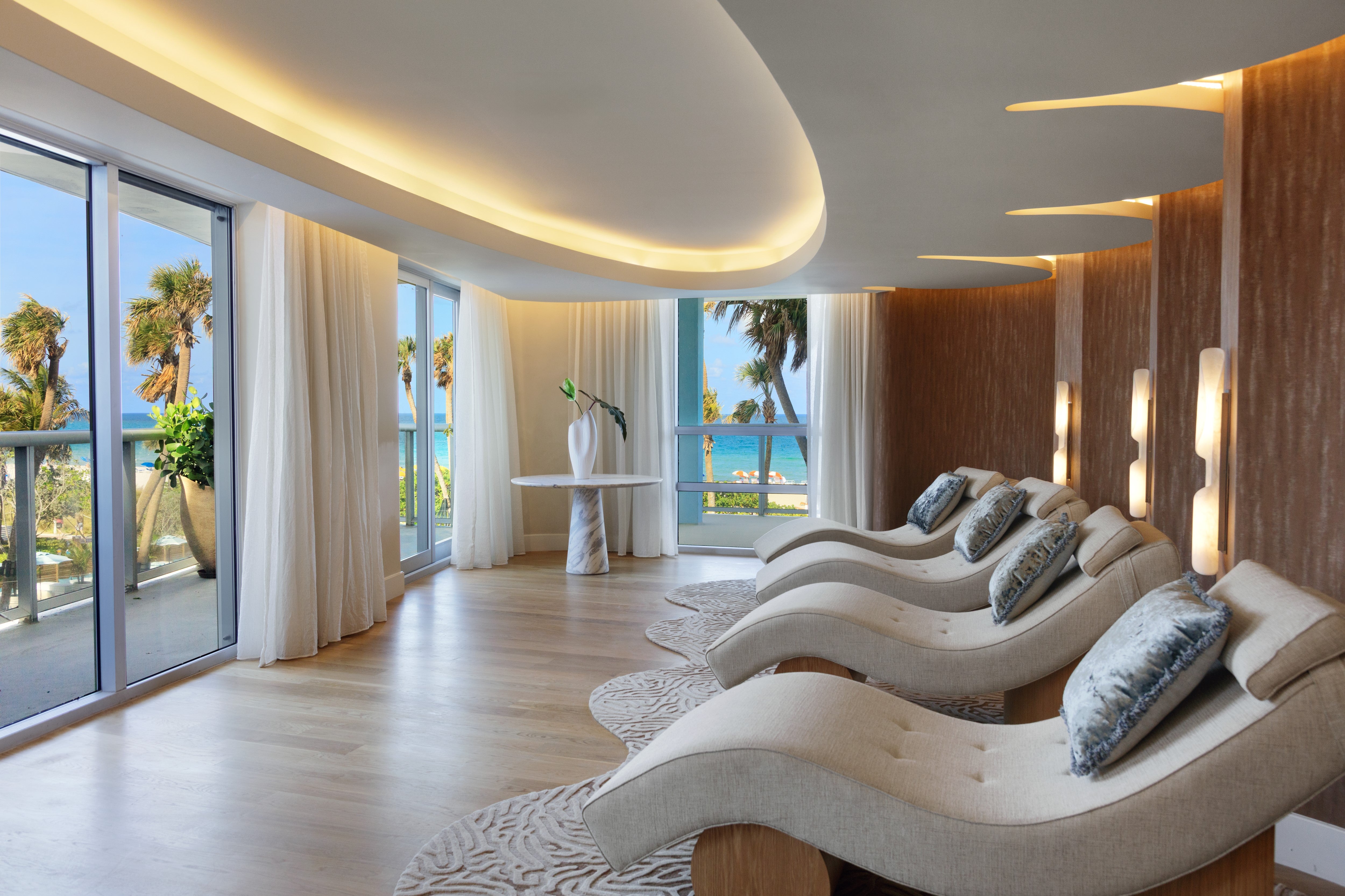 The hotel's ocean-view spa