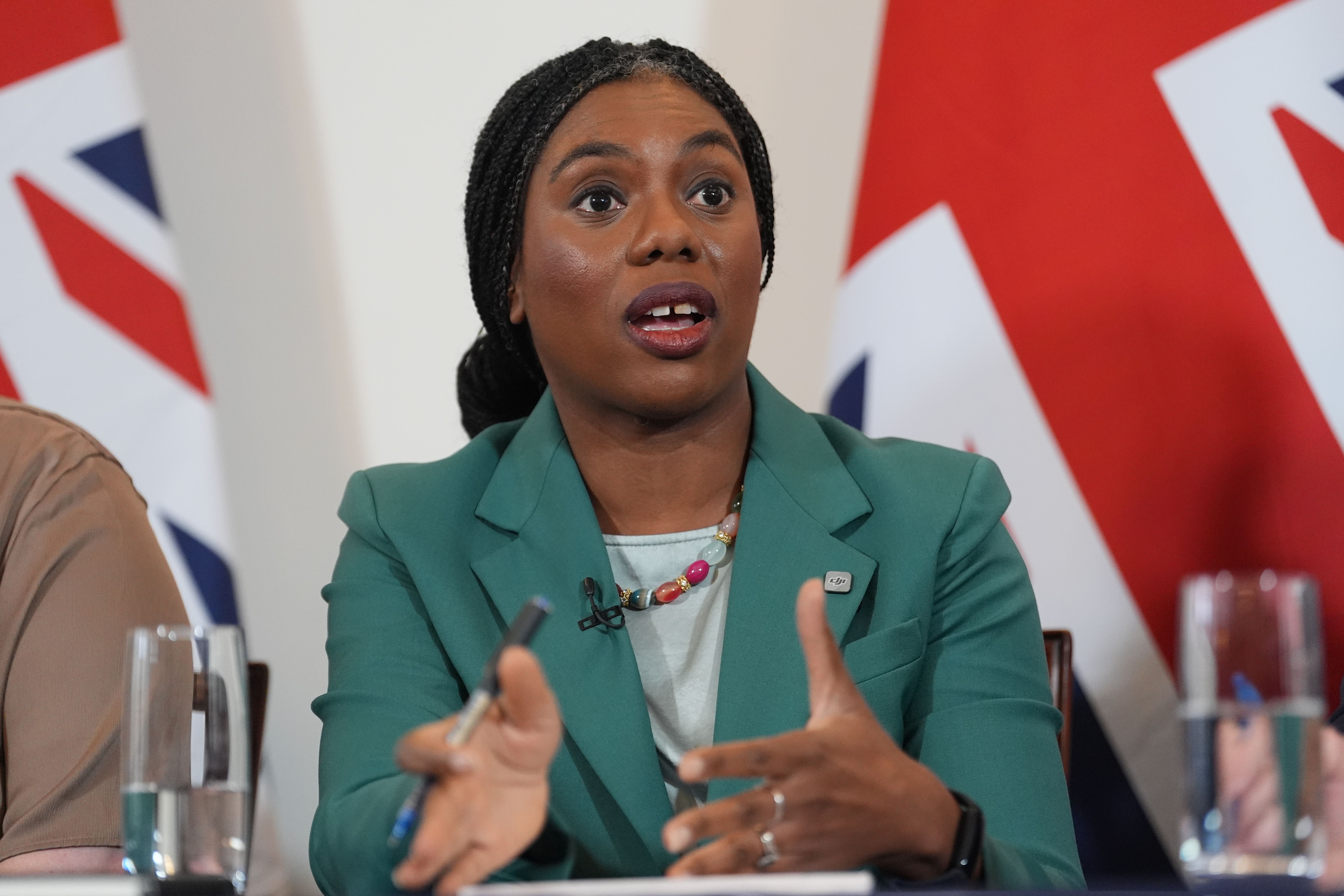 Conservative Party leader Kemi Badenoch during a press conference setting out their proposed terms of reference for a national inquiry into grooming gangs (Lucy North/PA)