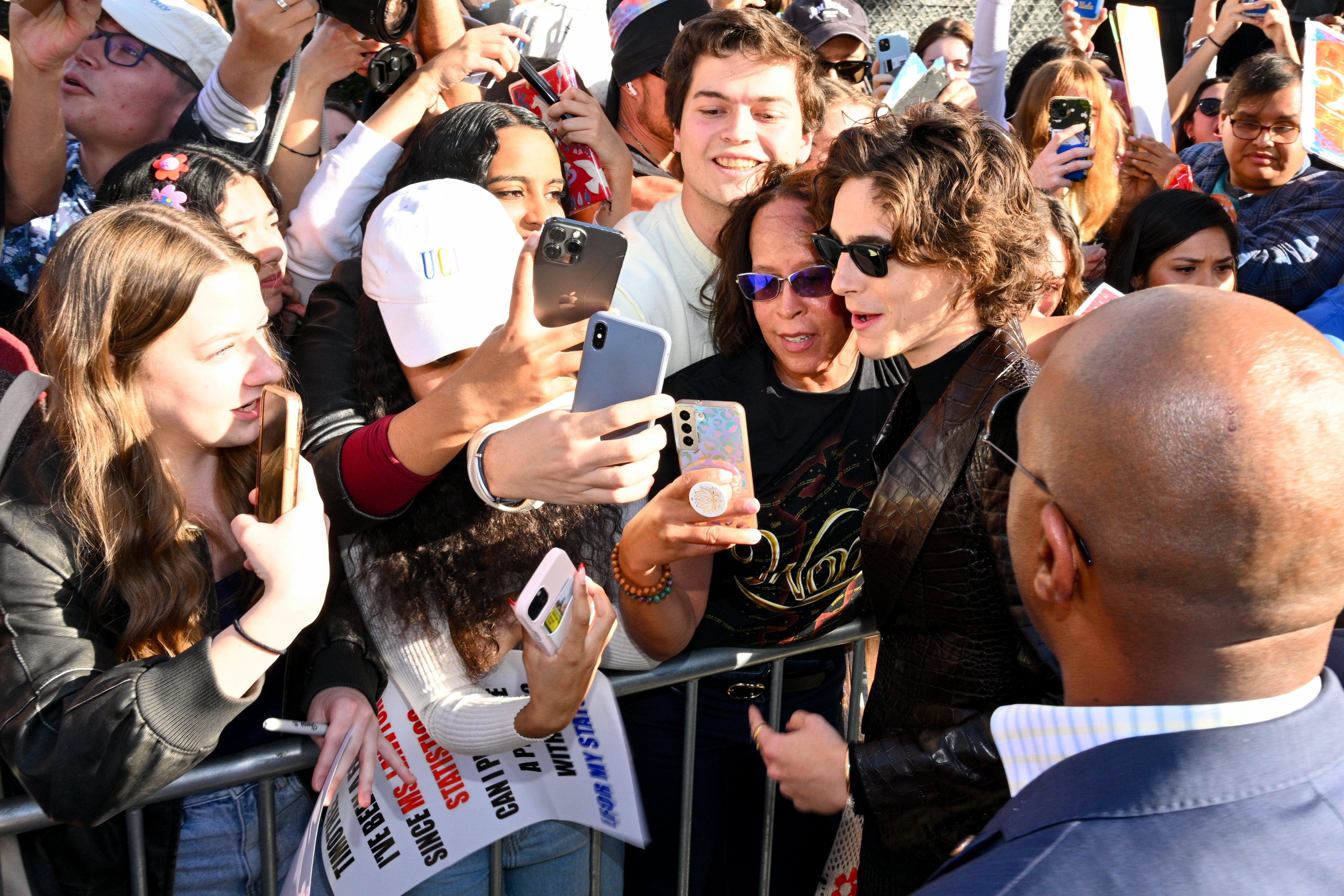 Cromer and Chalamet taking a selfie together