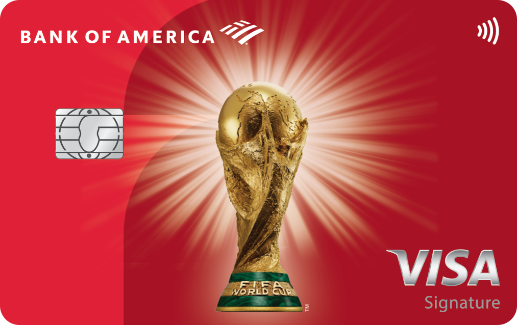 New applicants for Bank of America’s two Cash Rewards credit cards can choose a World Cup-themed card design