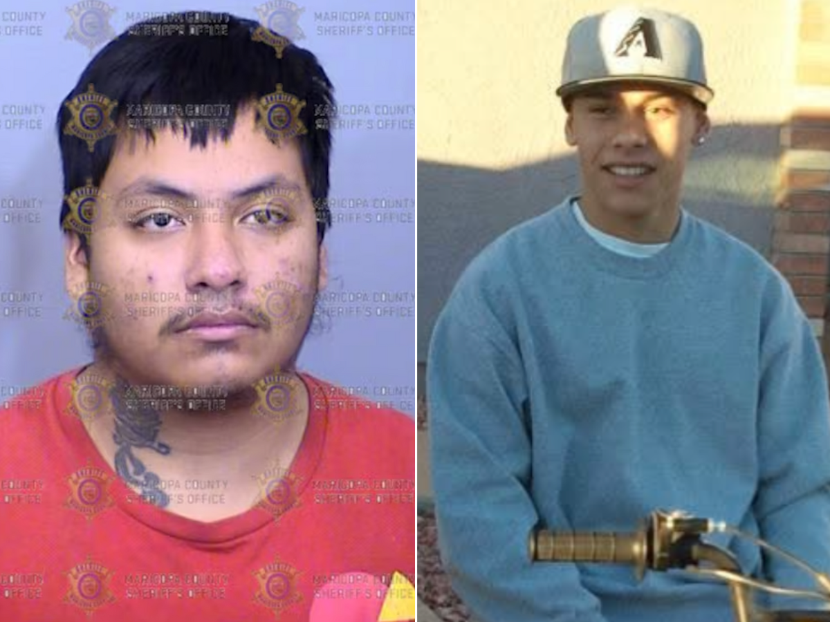 Adalberto Pablo Cordova Torres (left) has been charged with murder in connection with the deaths of Marcus Adams, 45, and Andreas Olguin, 29, (right), according to the Phoenix Police Department