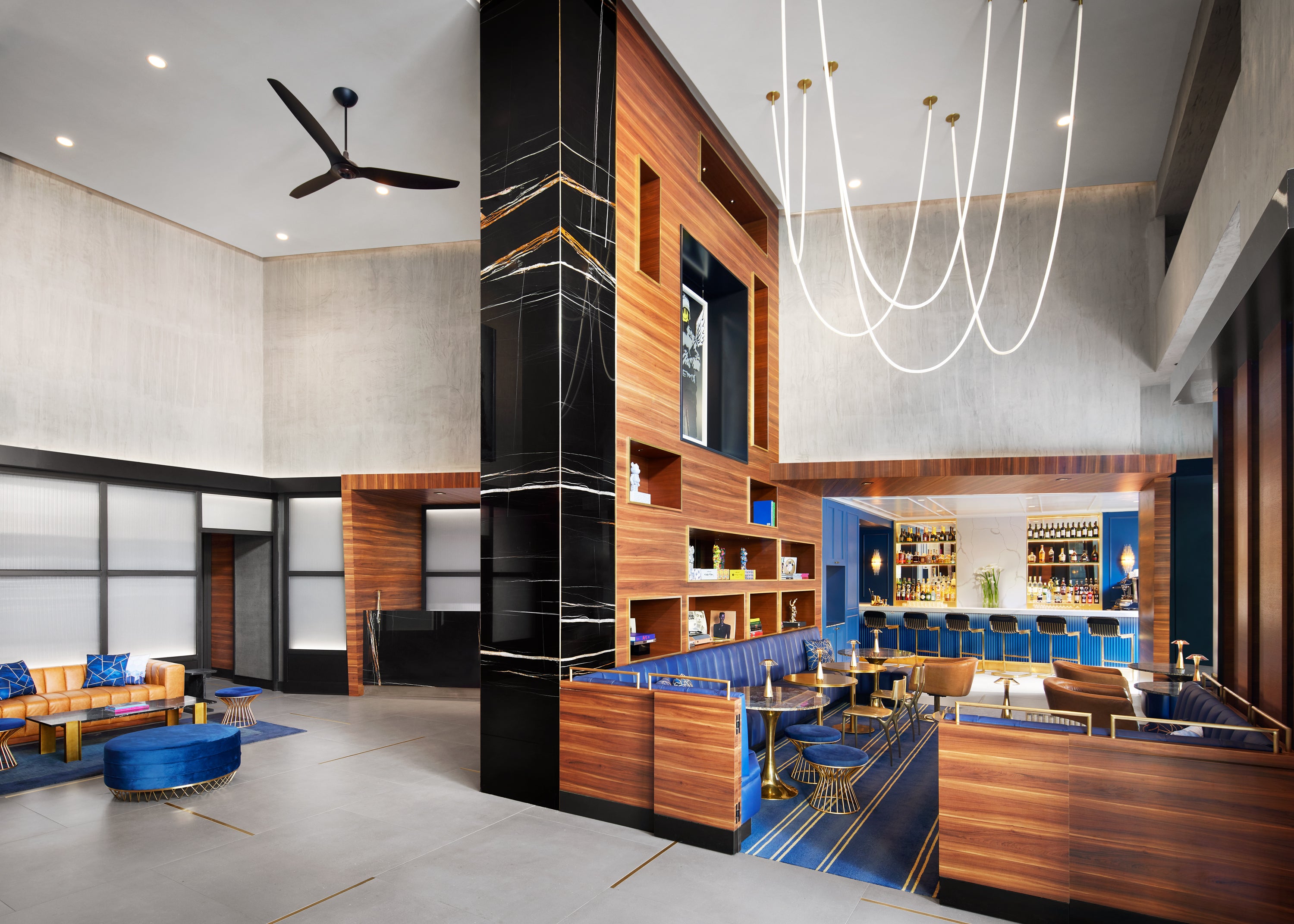 The lobby and Coffee + Cocktails cafe