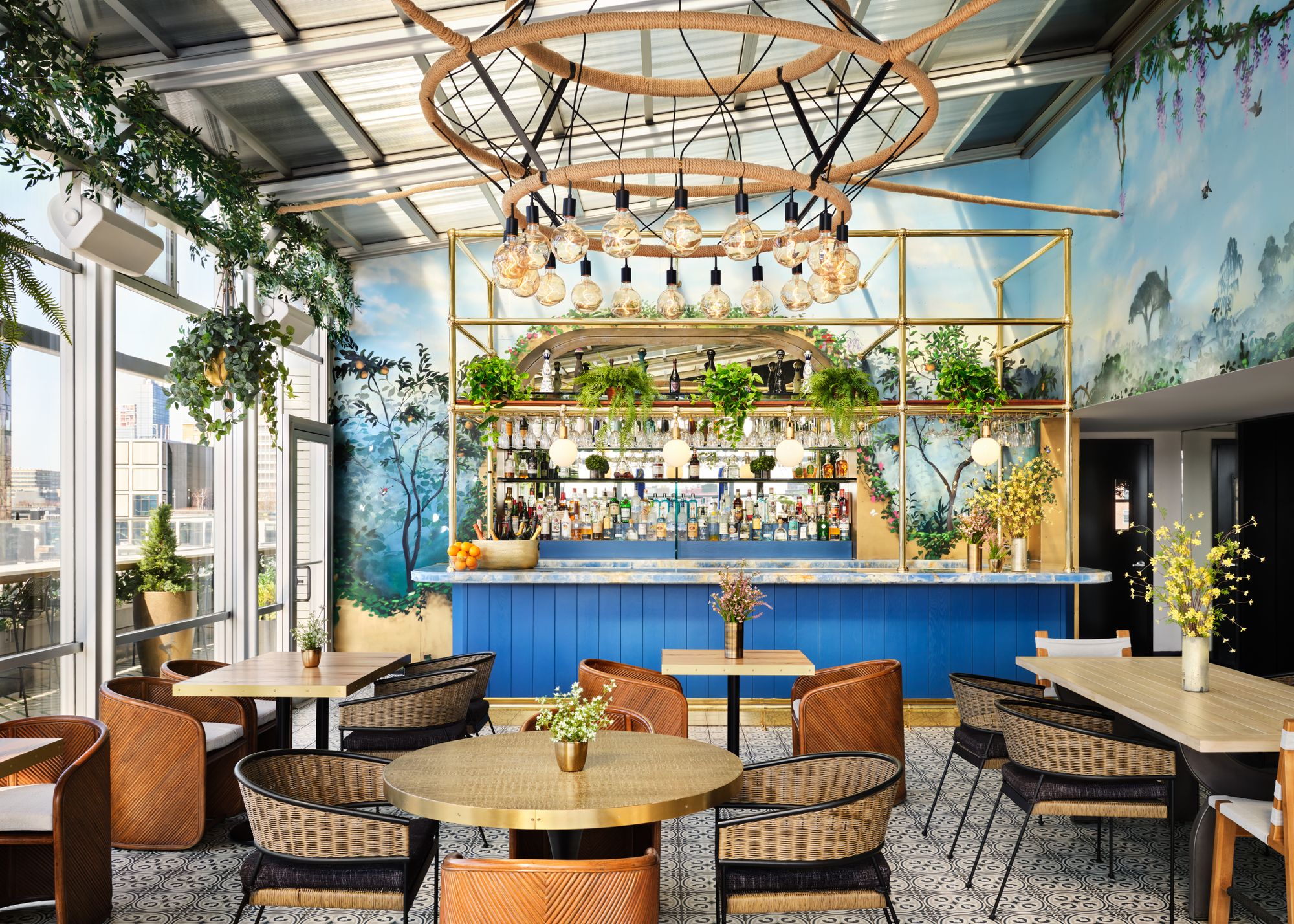 The bright and airy Rooftop Bar sits right by the pool