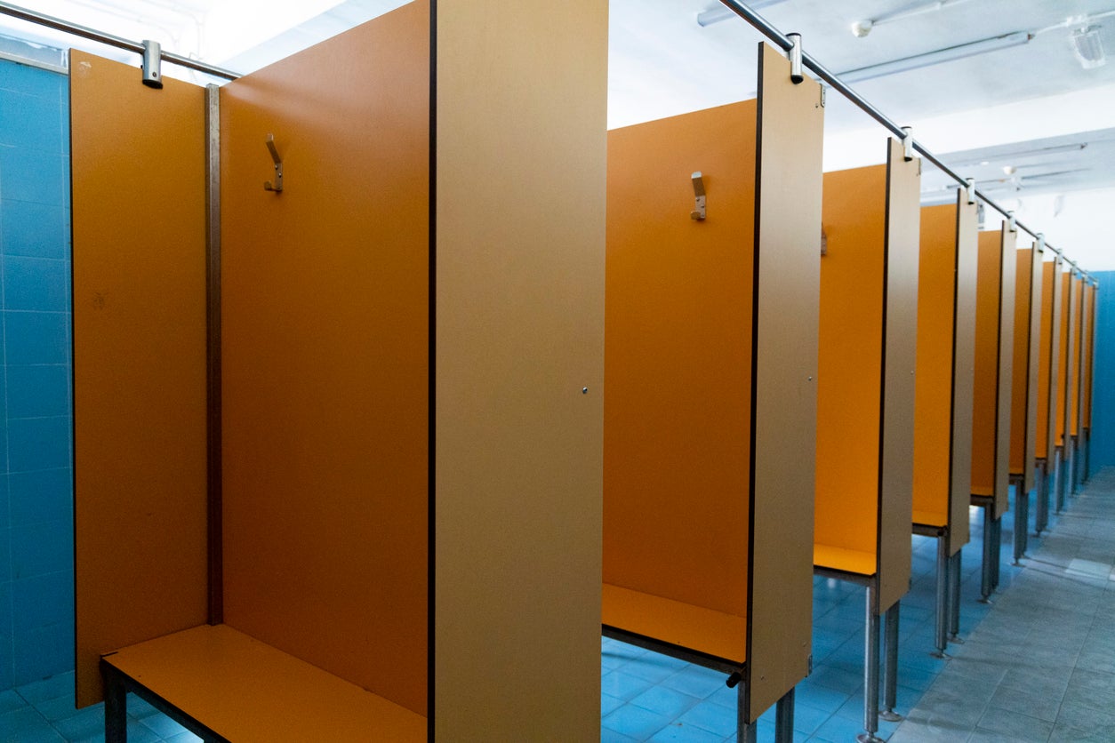 Ruby changes for swimming or other games when necessary in a private cubicle