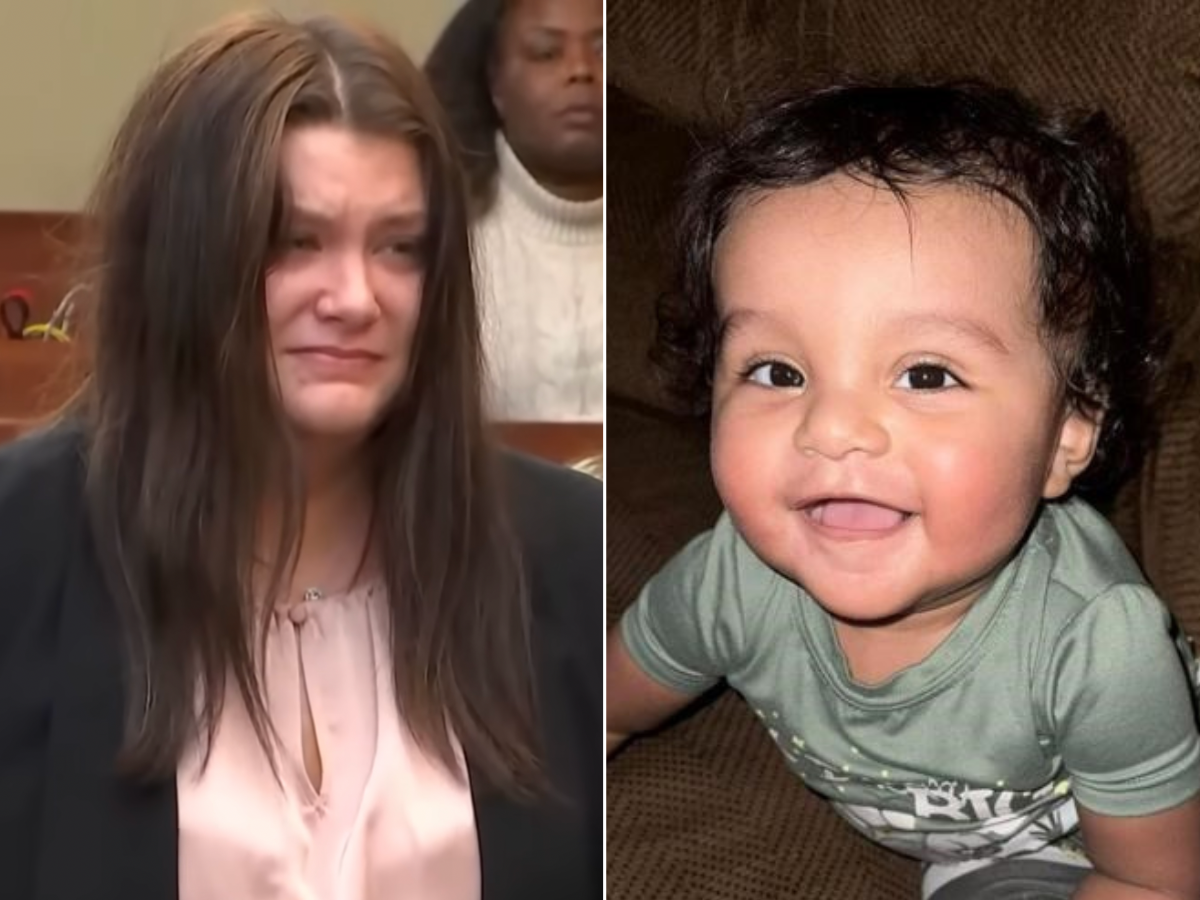 Trinity Poague (left) is headed to prison after being found guilty of felony murder and aggravated battery in the death of 18-month-old Romeo ‘J.D.’ Angeles (right)
