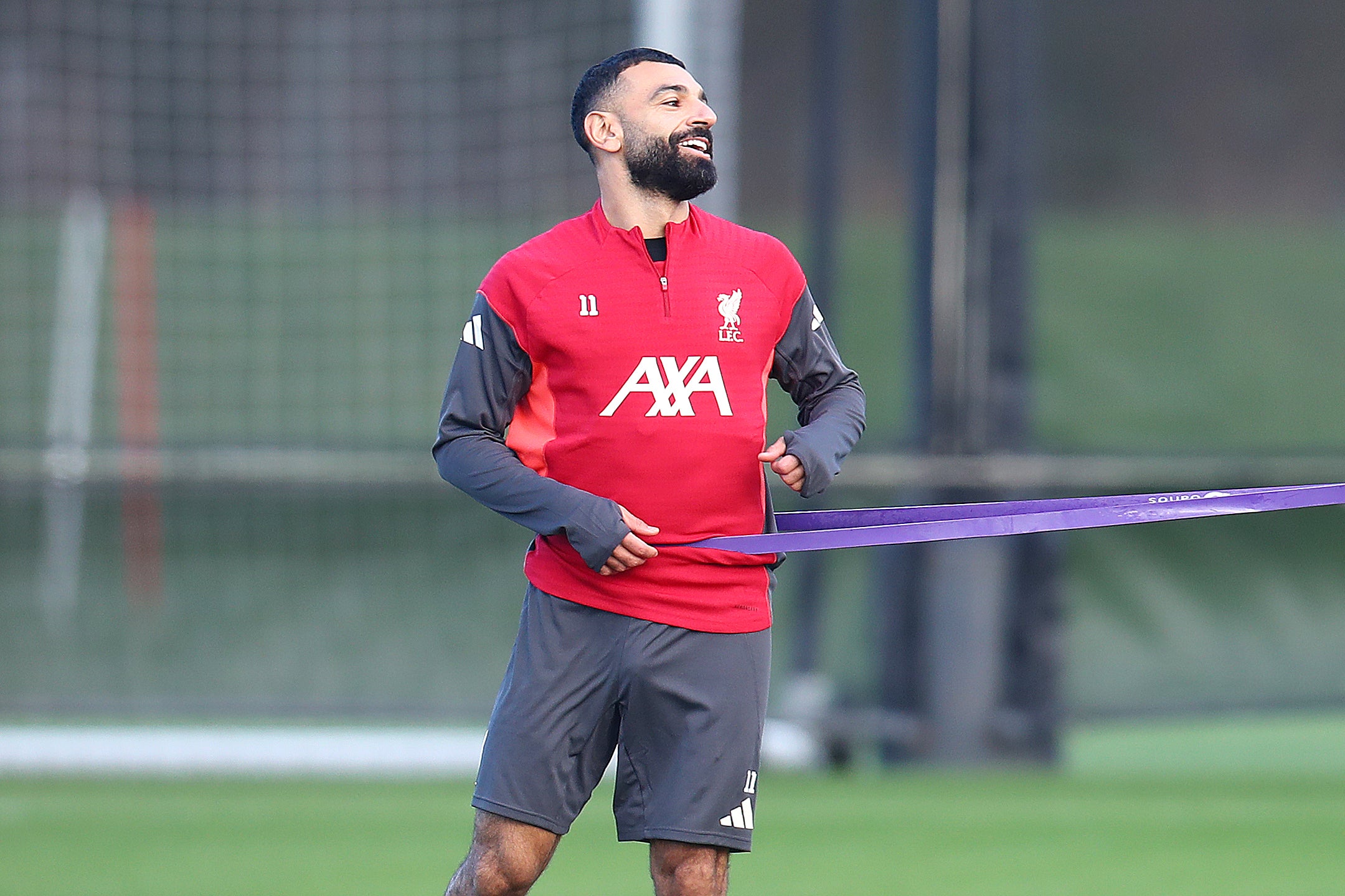 Liverpool’s Mohamed Salah during a training session on Monday