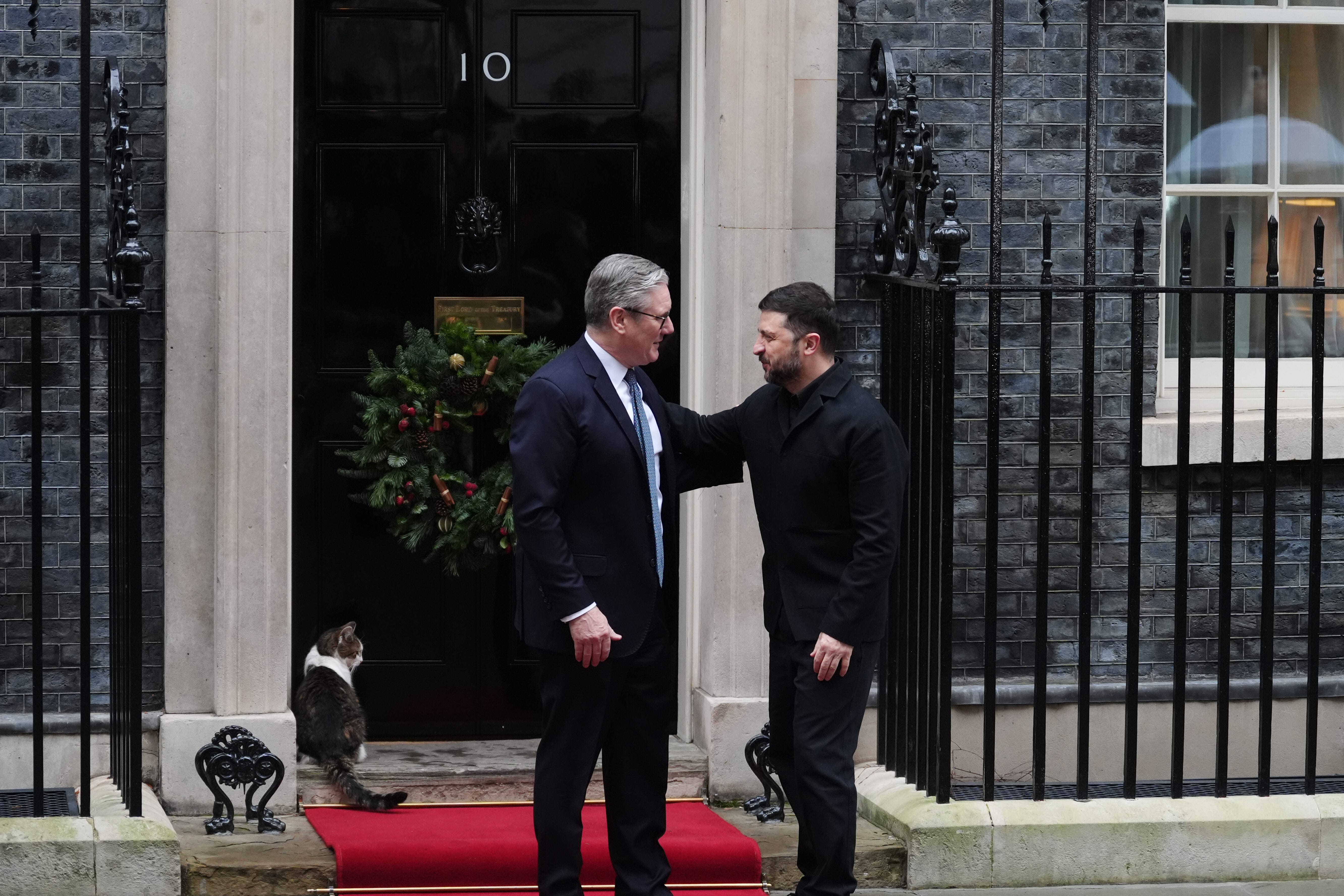 Prime Minister Sir Keir Starmer welcomes Ukrainian President Volodymyr Zelensky to Number 10 Downing Street (Jonathan Brady/PA)