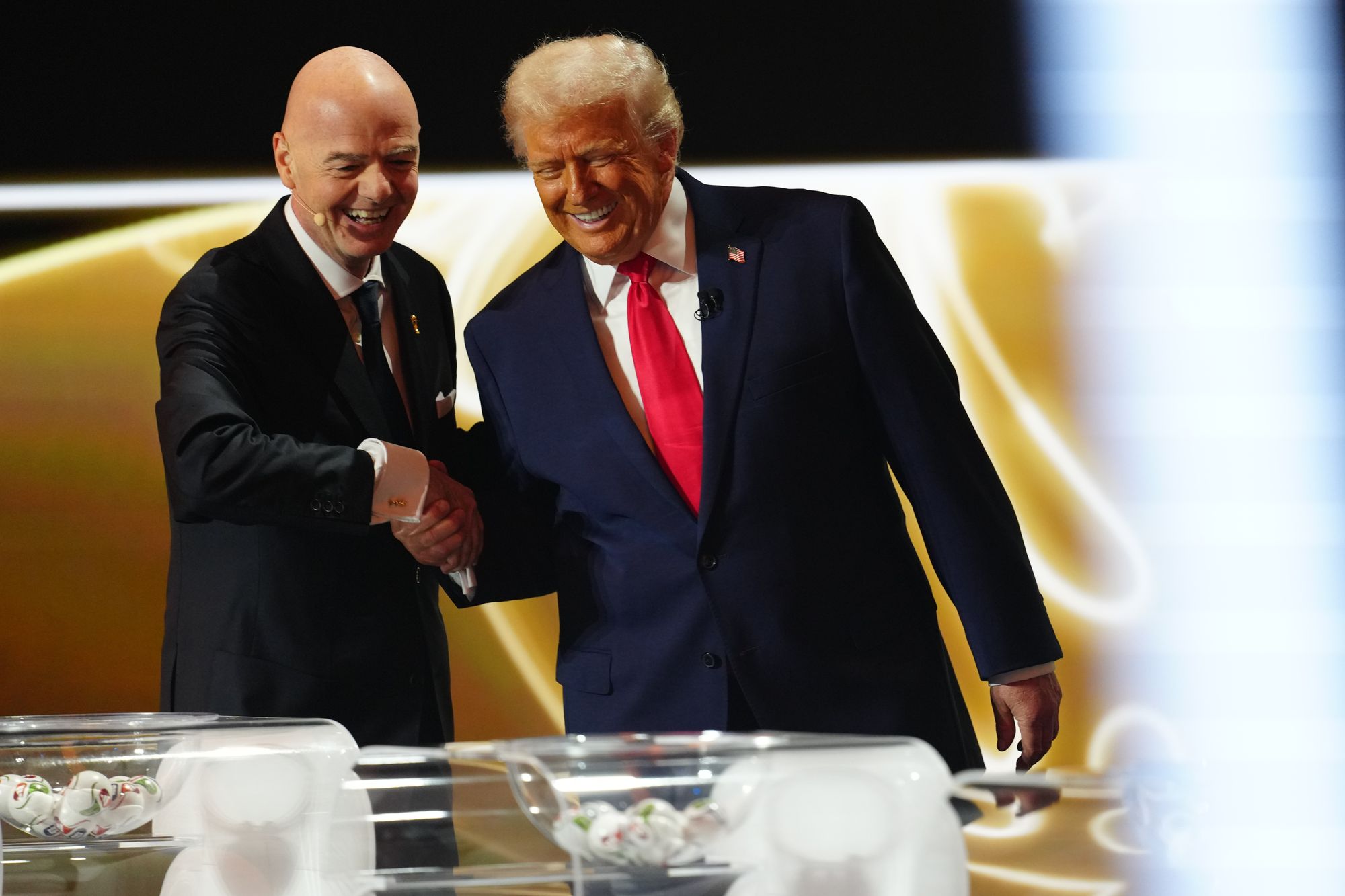 <p>Donald Trump (right) has become the figurehead for the 'worst deal in Fifa World Cup history'</p>