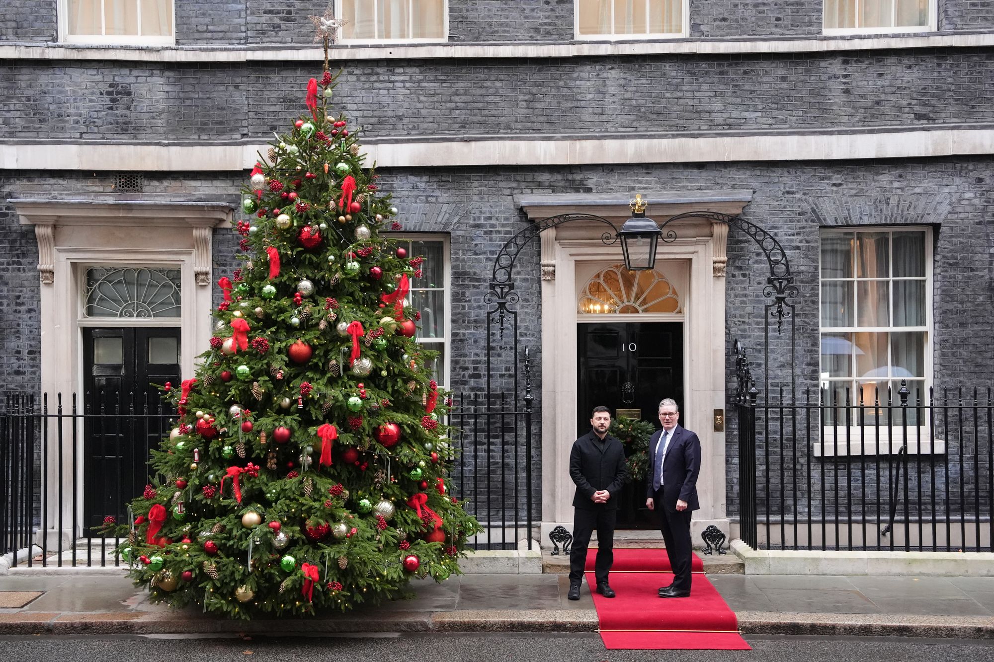 Ukrainian president Volodymyr Zelensky and prime minister sir Keir Starmer outside Number 10 Downing Street, London