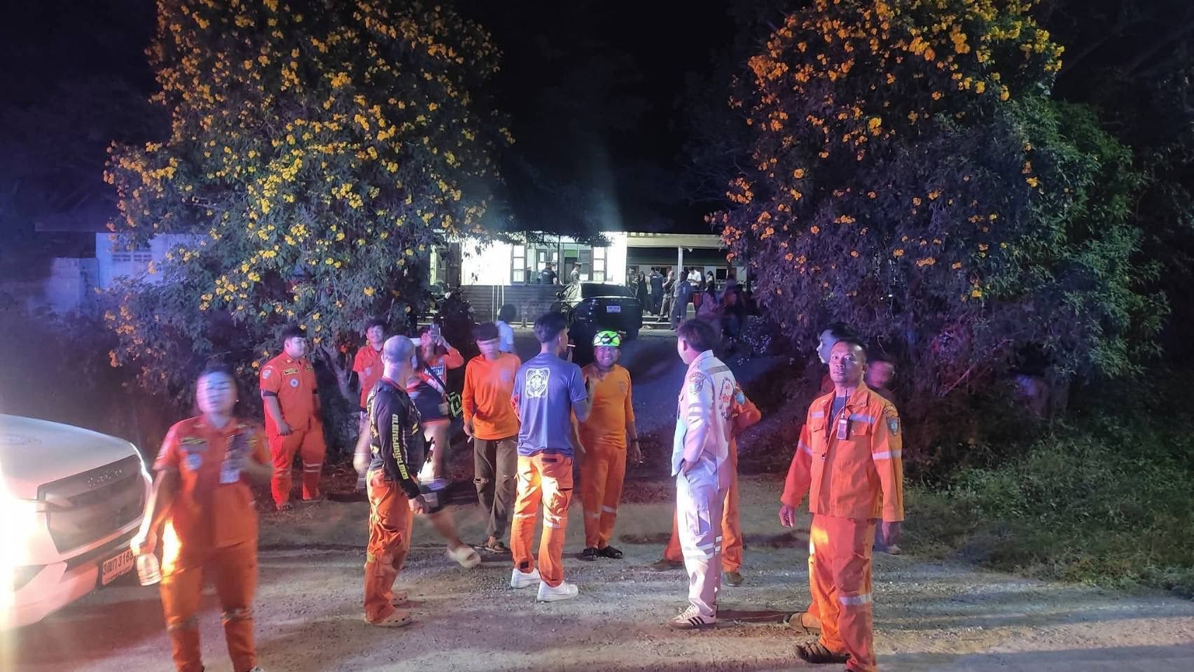 Emergency workers at the site of the crash in Thailand