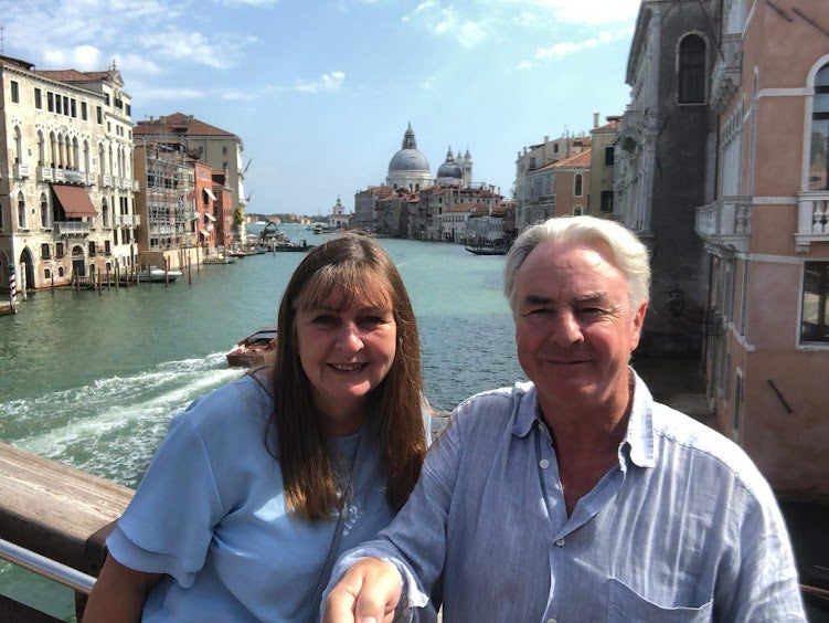 Heulwen with her husband Rob in Venice for silver anniversary two months before being diagnosed with cancer