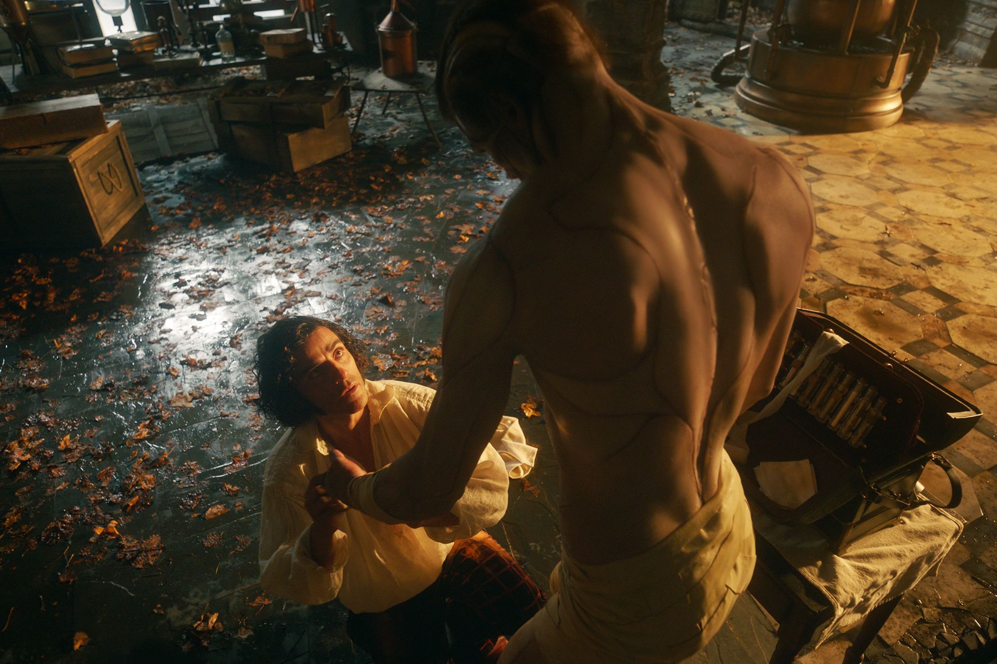 Oscar Isaac and Jacob Elordi in ‘Frankenstein’