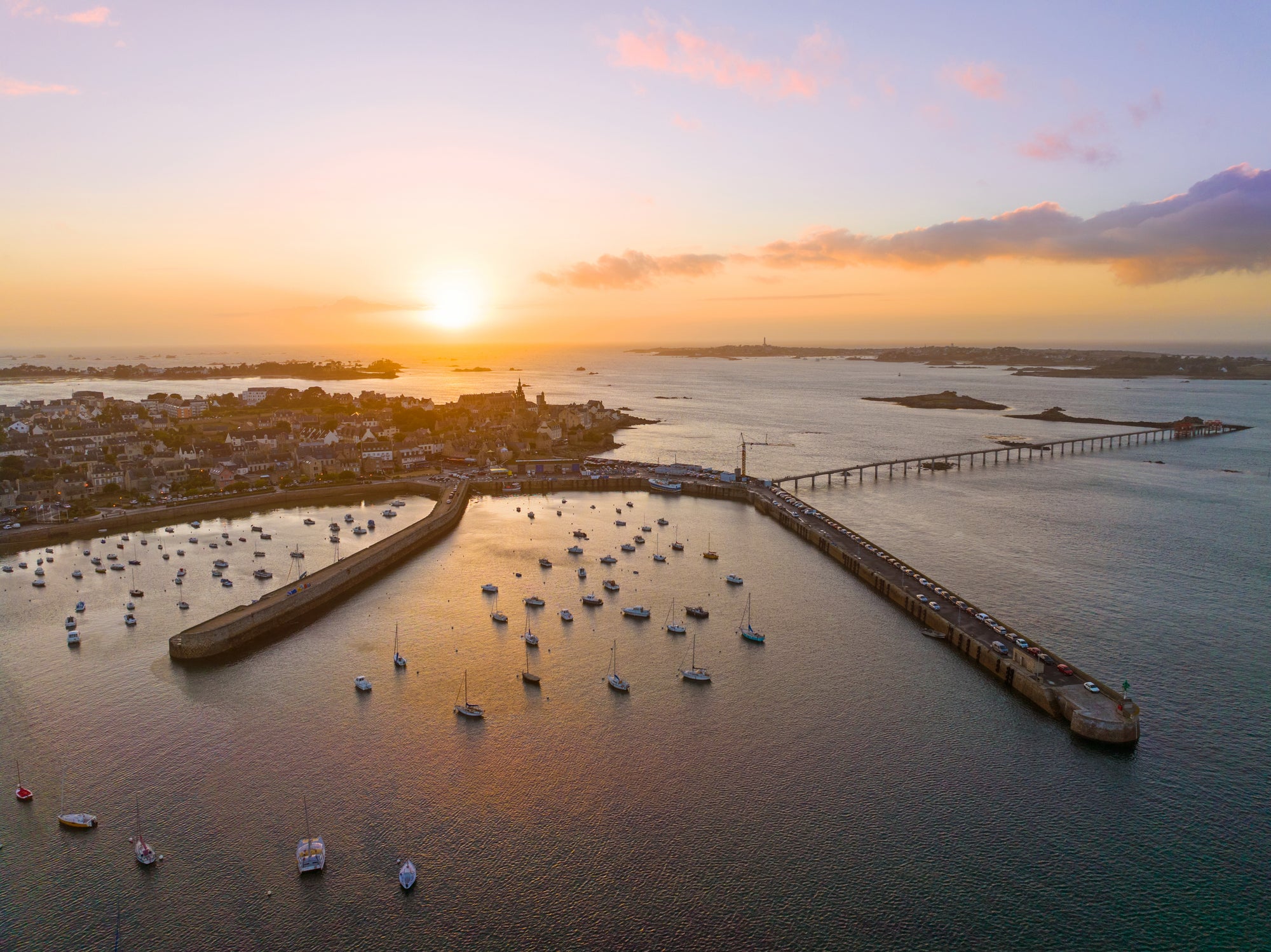 Ferries run to the bay of Roscoff from the UK