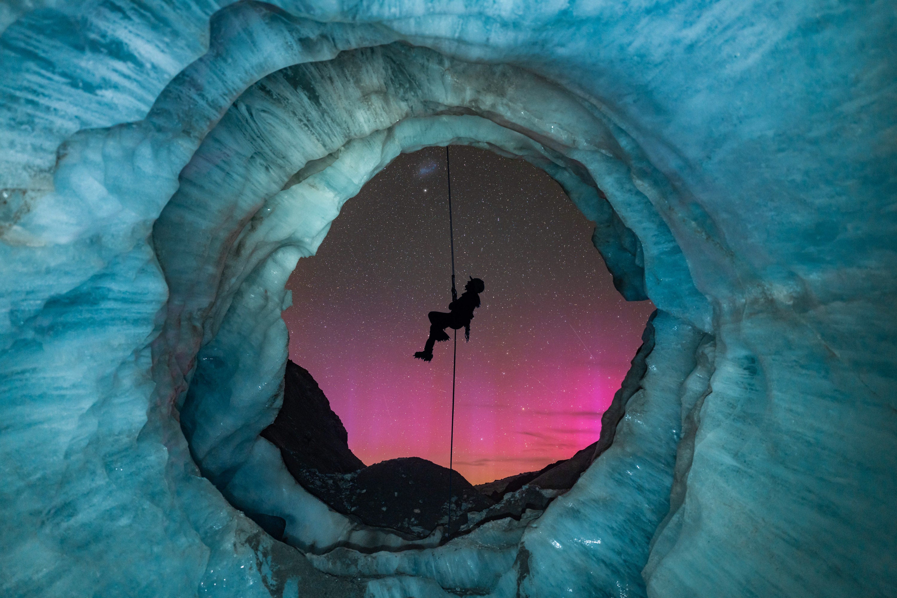 This stunning ice cave image was taken in Aoraki/Mount Cook National Park in New Zealand by Tori Harp, who's from Washington state