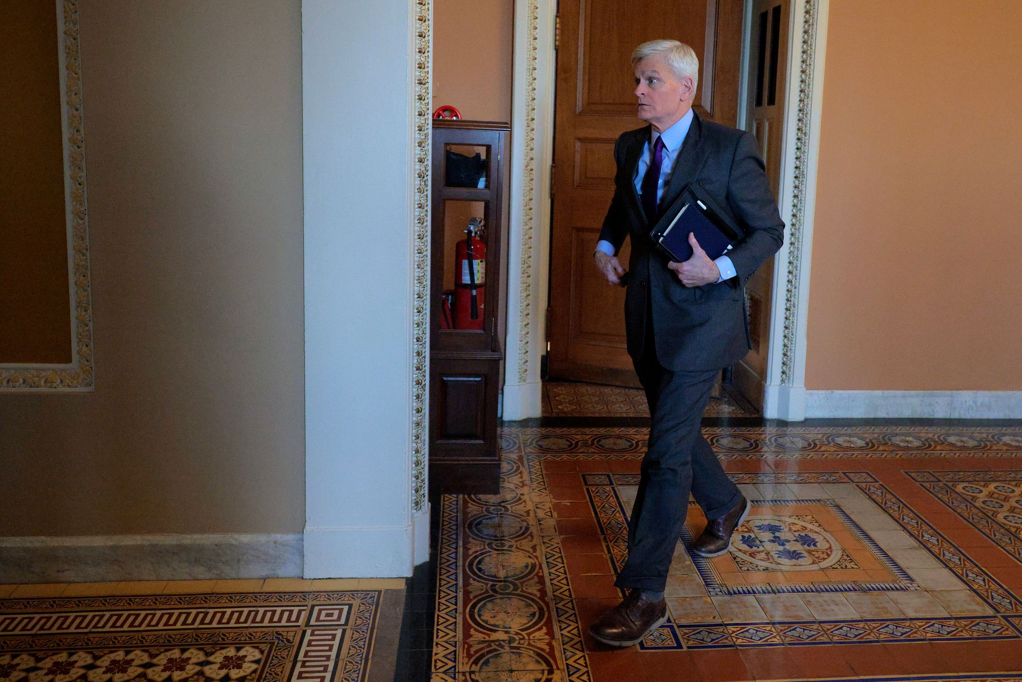 WASHINGTON, DC - DECEMBER 09: Sen. Bill Cassidy (R-LA) leaves the weekly Senate Republican policy luncheon the U.S. Capitol on December 09, 2025 in Washington, DC. Following the meeting, Senate Republicans discussed a vote expected this week on a Democratic proposal to extend expiring Obamacare subsidies. (Photo by Chip Somodevilla/Getty Images)