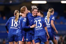 Chelsea hit Roma for six but Manchester United slump to Lyon defeat in Women’s Champions League