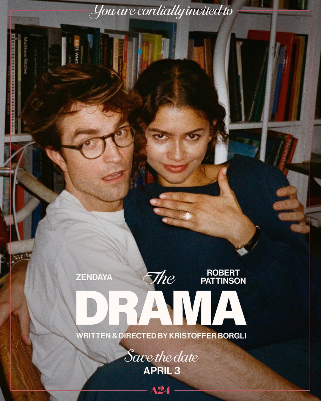 Film poster for The Drama, starring Zendaya and Robert Pattinson