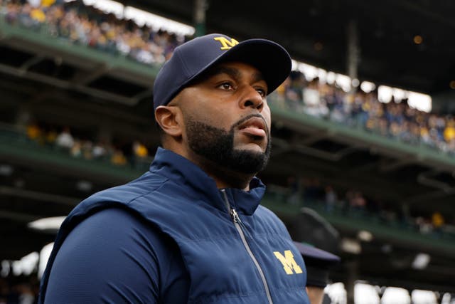 <p>Former head football coach for the University of Michigan, Sherrone Moore, remains in jail after he was arrested Wednesday, mere hours after being fired for having an 'inappropriate relationship.’</p>