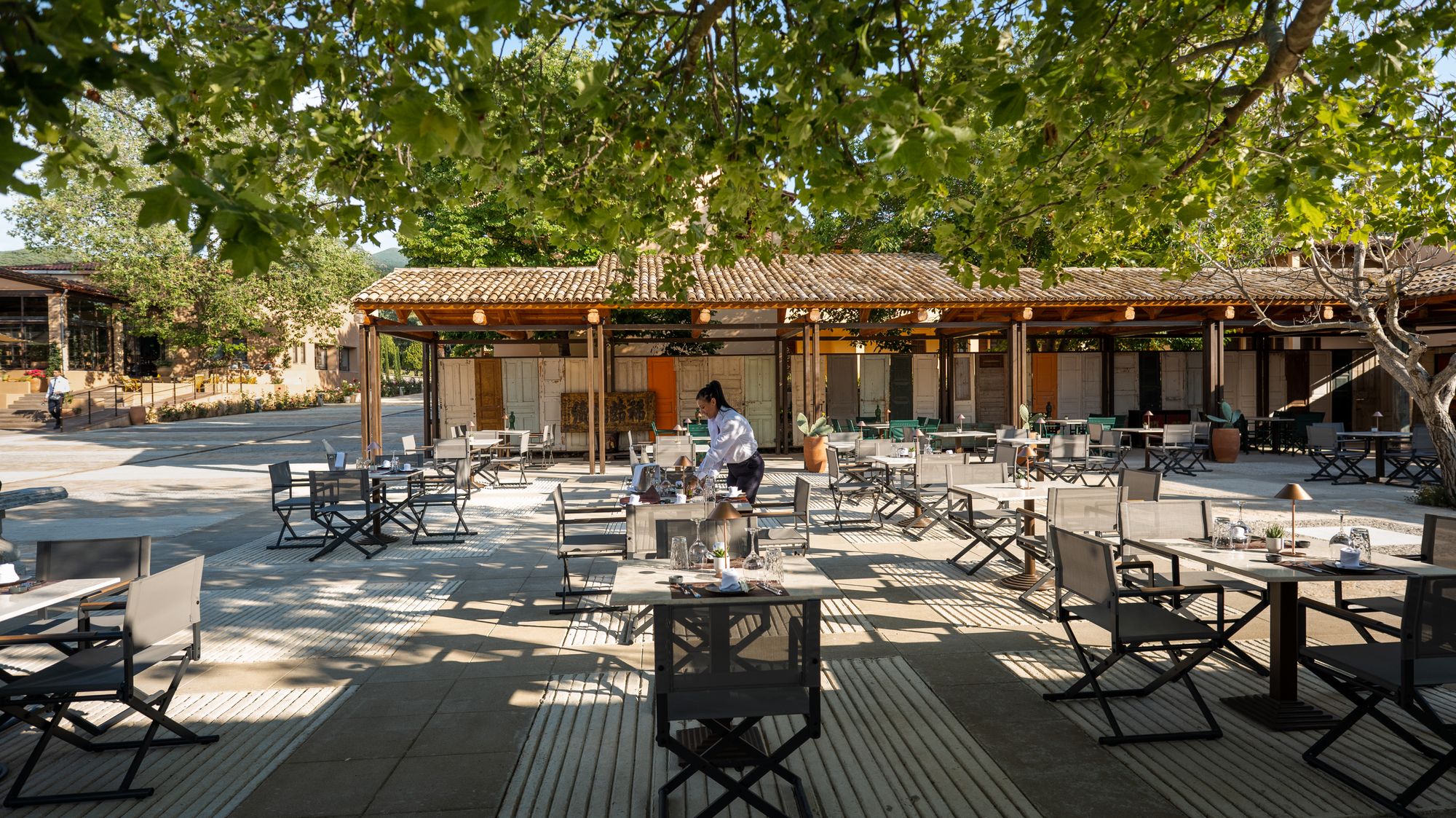 The main piazza at LUXME Costa Botanica, which comes alive in the evening