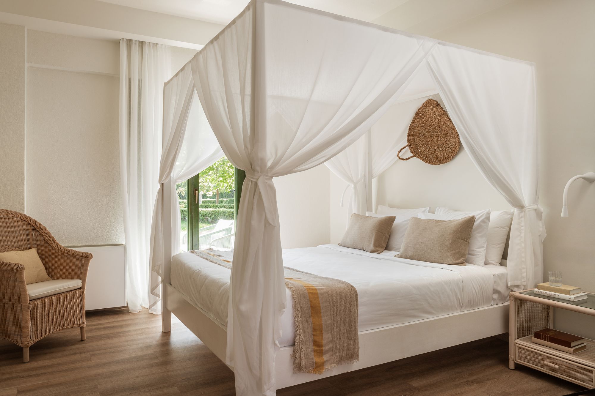 One of the rooms in the summer houses, which are based near to the pool