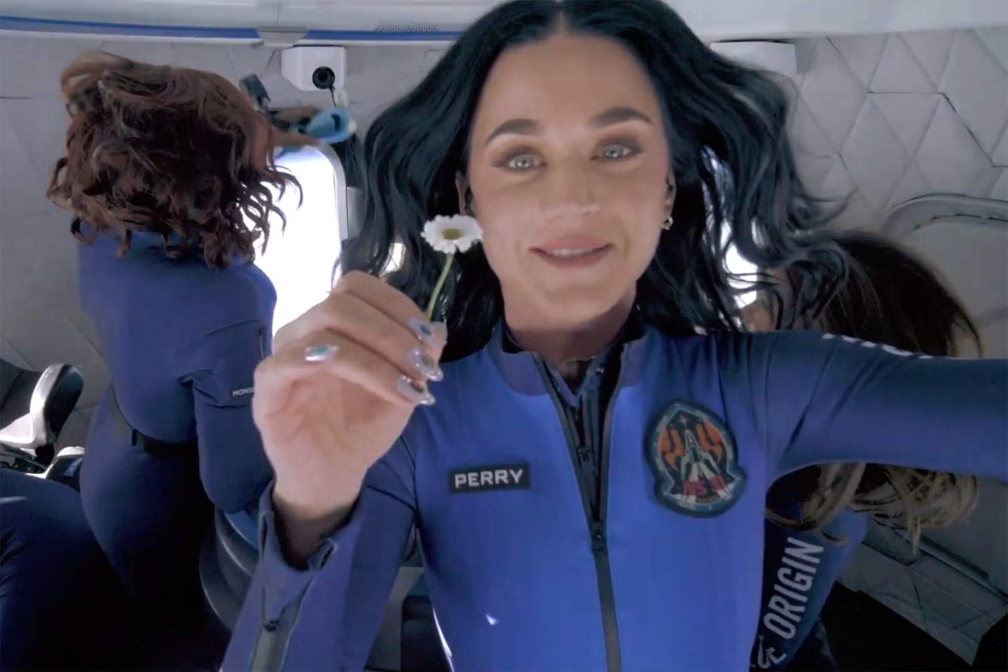 Singer Katy Perry aboard Blue Origin's rocket ship