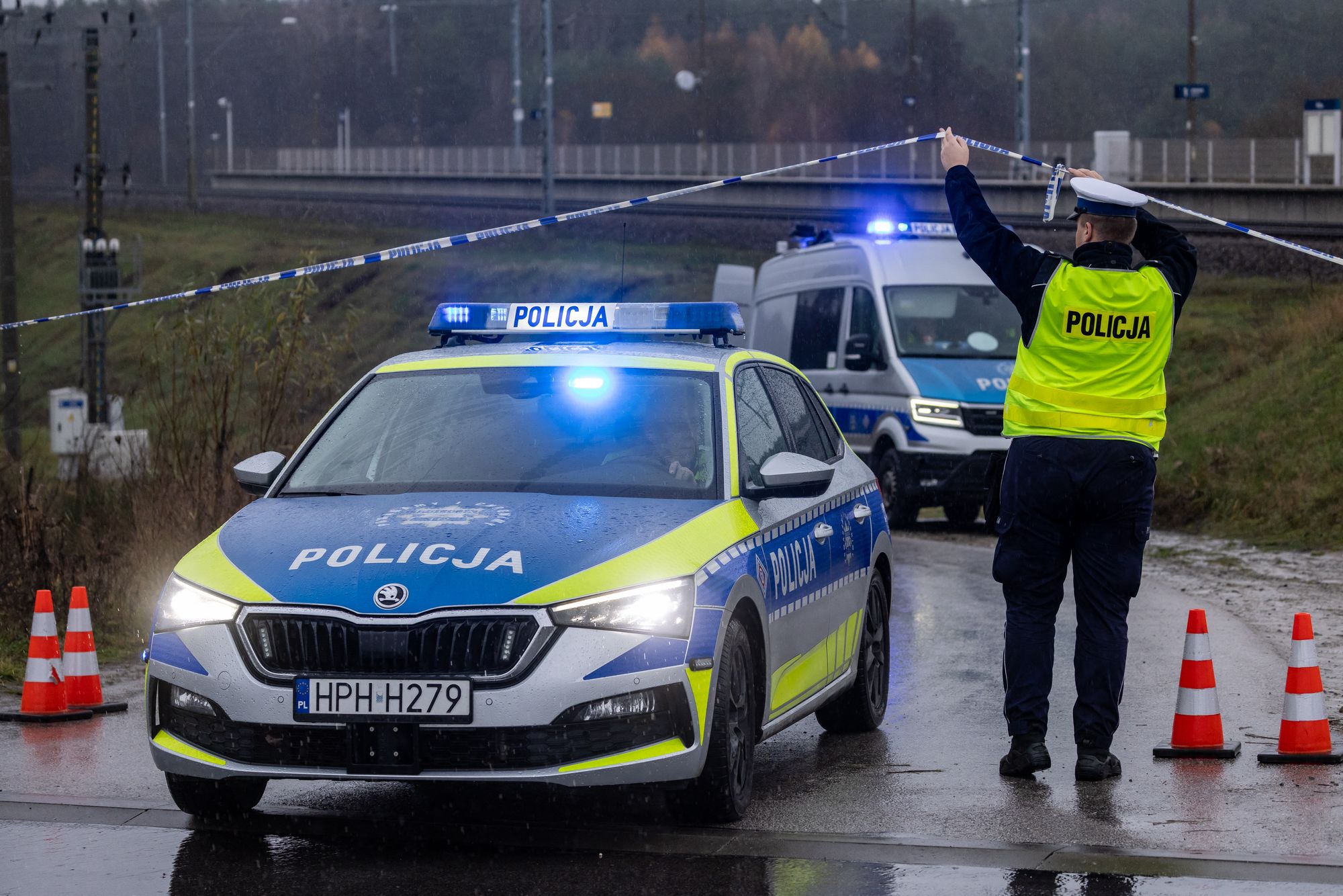Polish police said fans were taken to hospital after an attack on the motorway