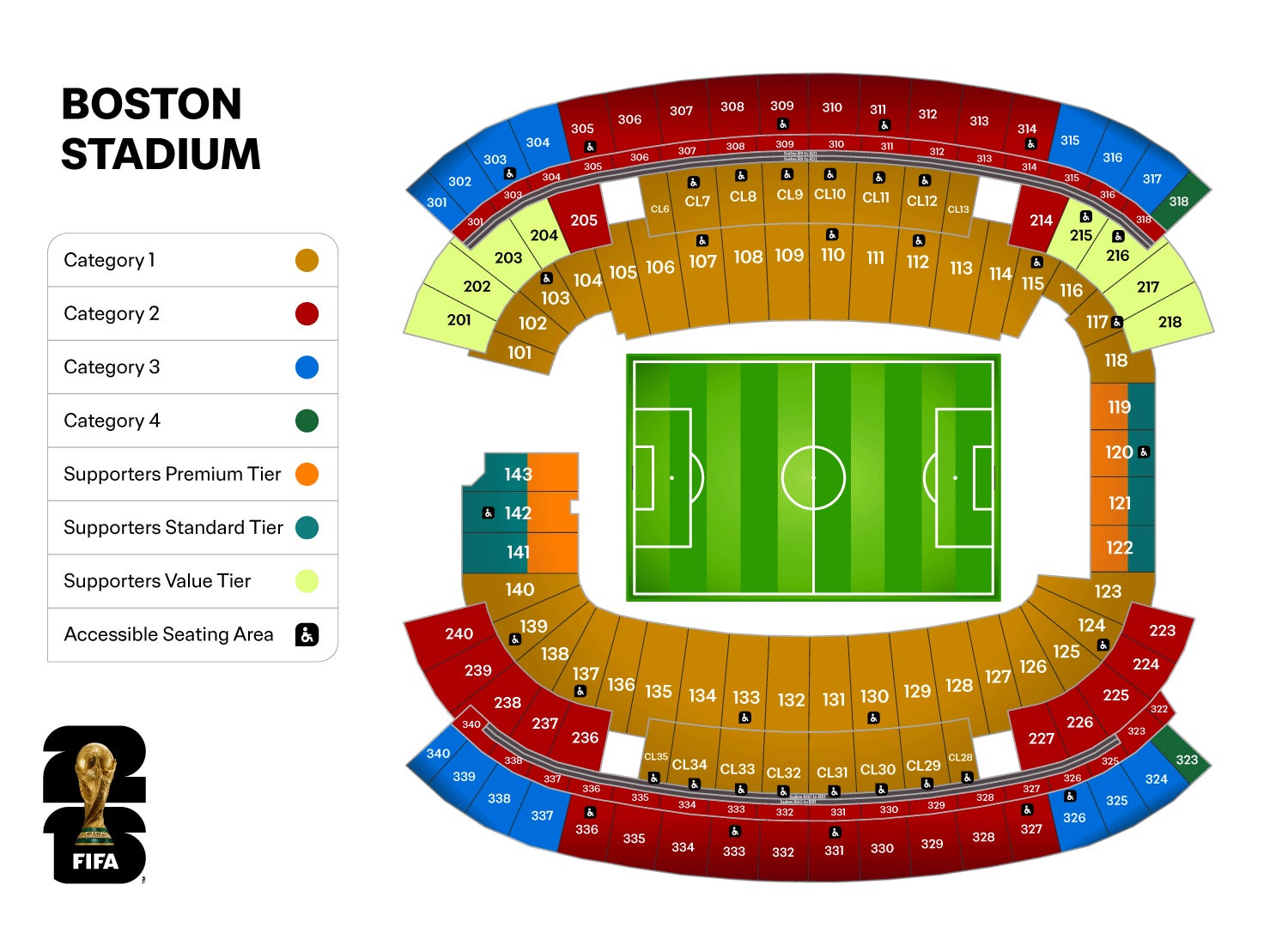 Layout for the ‘Boston Stadium’, where England and Scotland will play matches at the 2026 World Cup