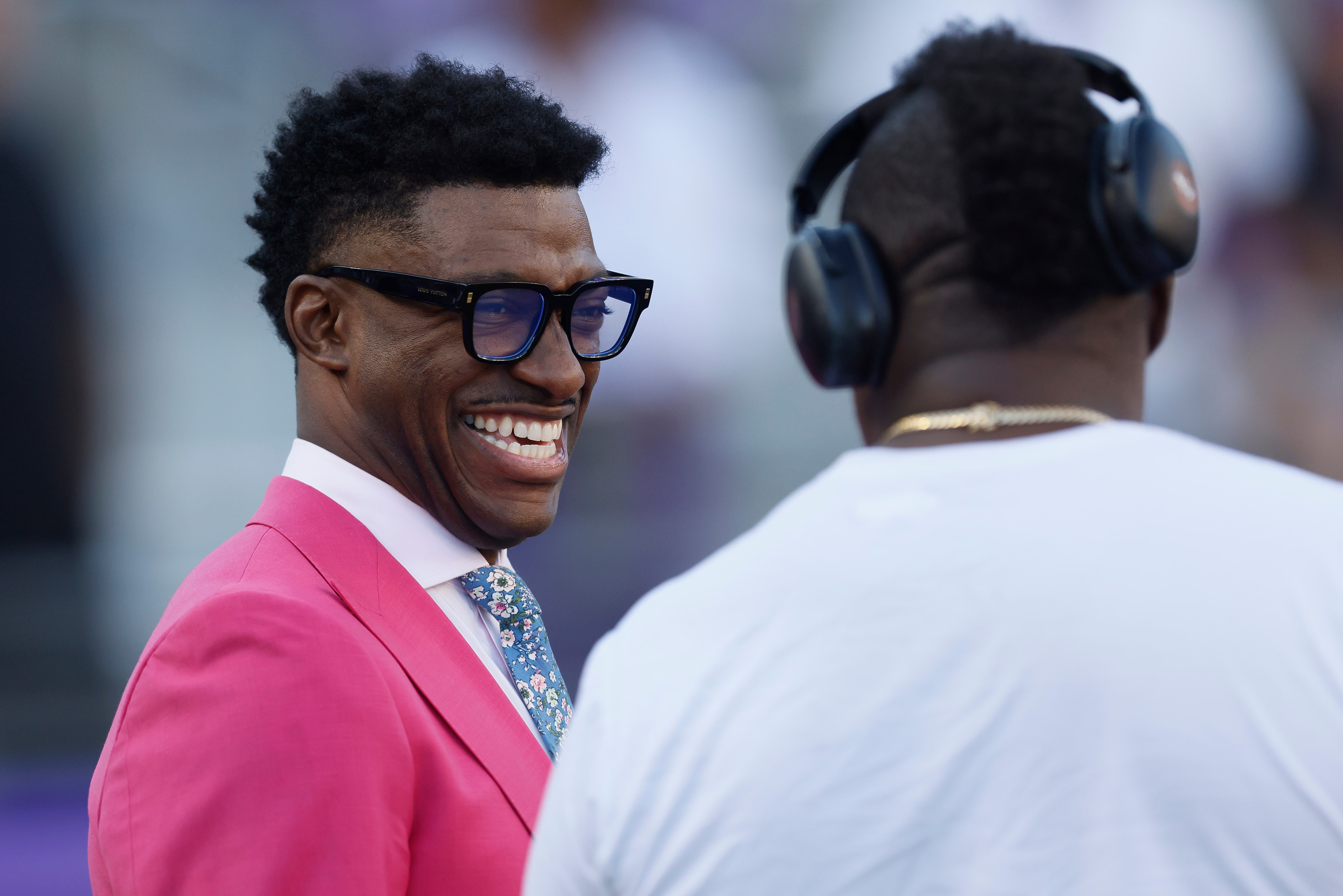 Former NFL quarterback and current sports commentator Robert Griffin III on the field before an NCAA football game between Colorado and TCU on Oct. 4, 2025, in Fort Worth, Texas