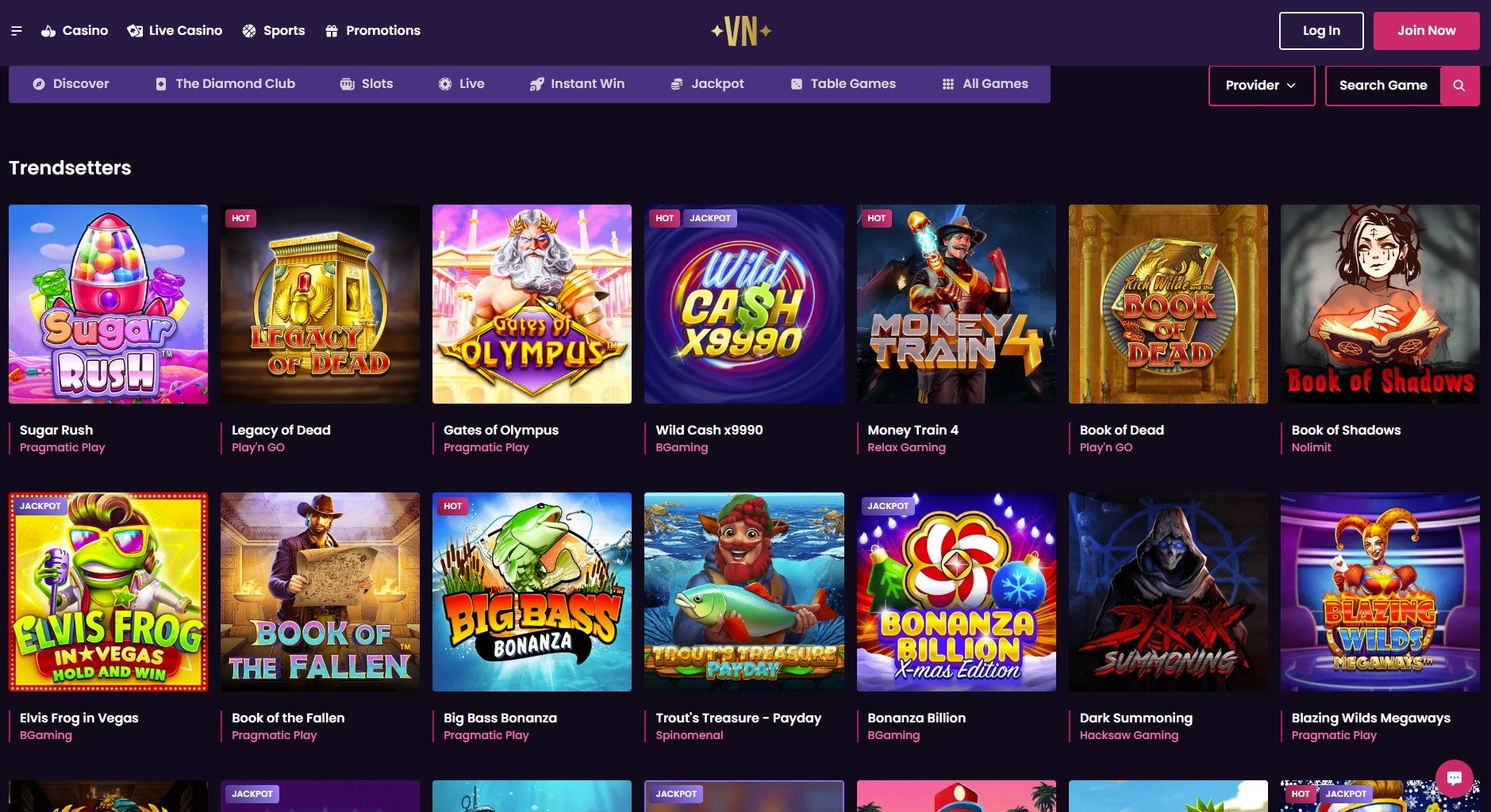 We found the Trendsetters slots section handy for keeping up with popular slots