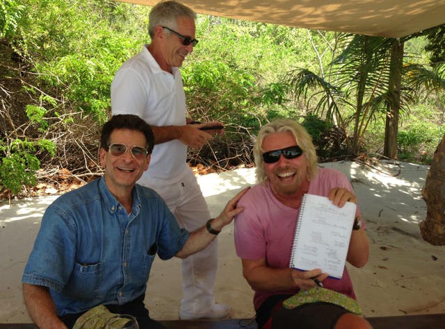 <p>Richard Branson was photographed with Epstein and another man on a beach</p>