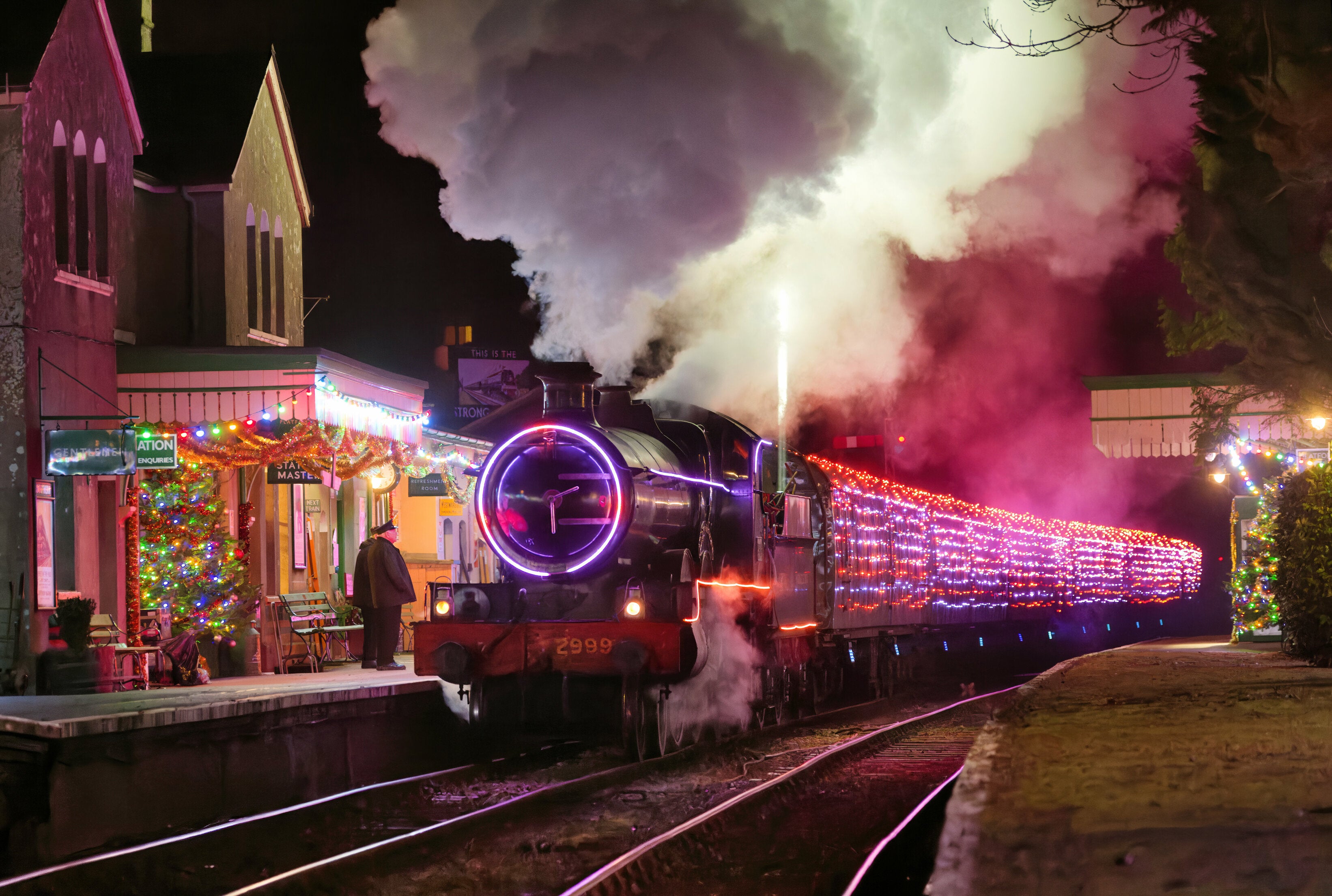 Go for a ride on this illuminated steam train in Hampshire