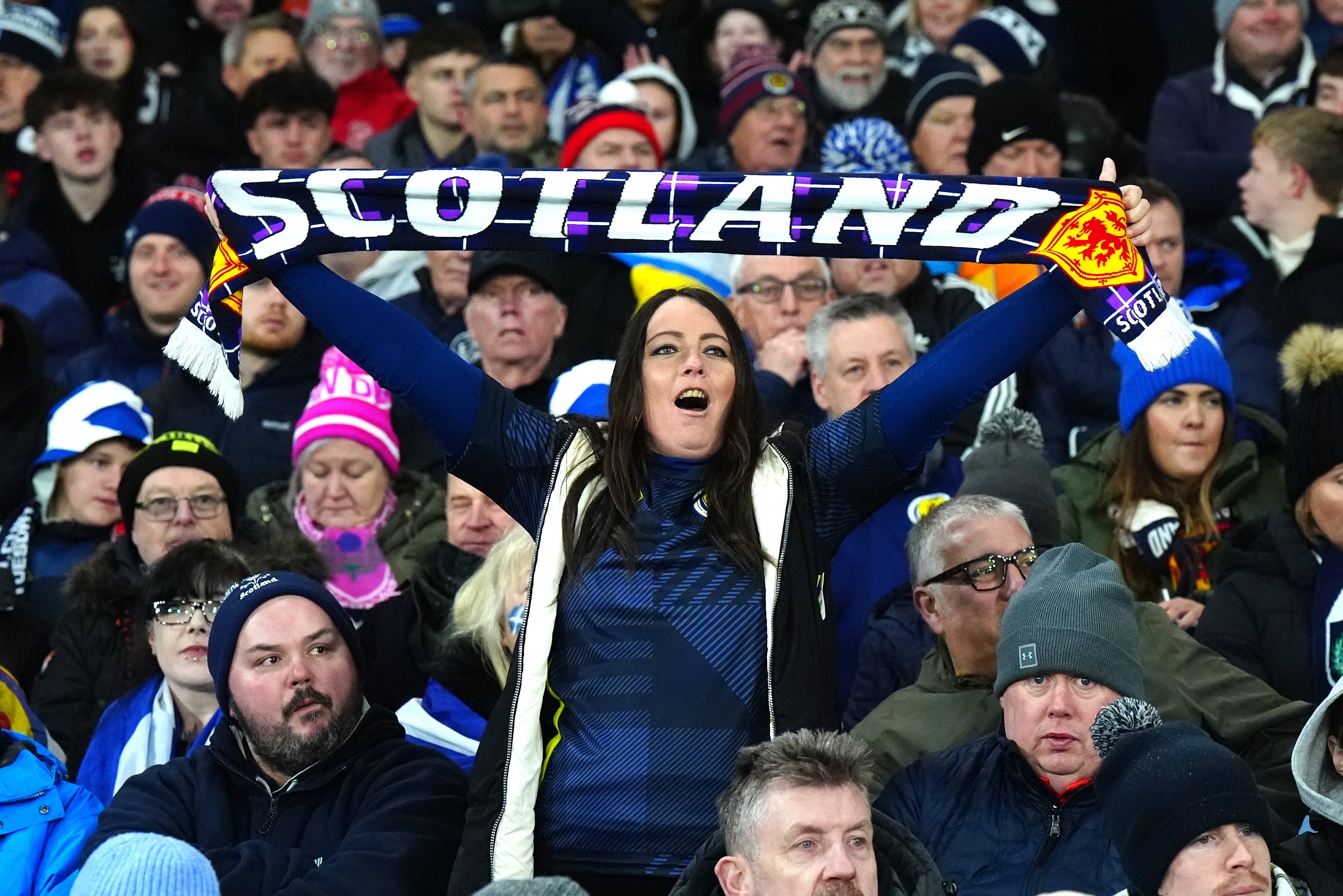 Scotland fans pictured during the World Cup qualifier against Denmark (Jane Barlow/PA)