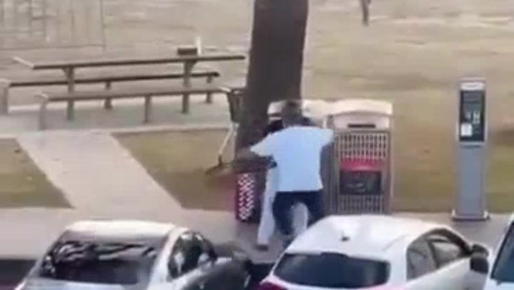 The moment a bystander tackled one the suspected gunman