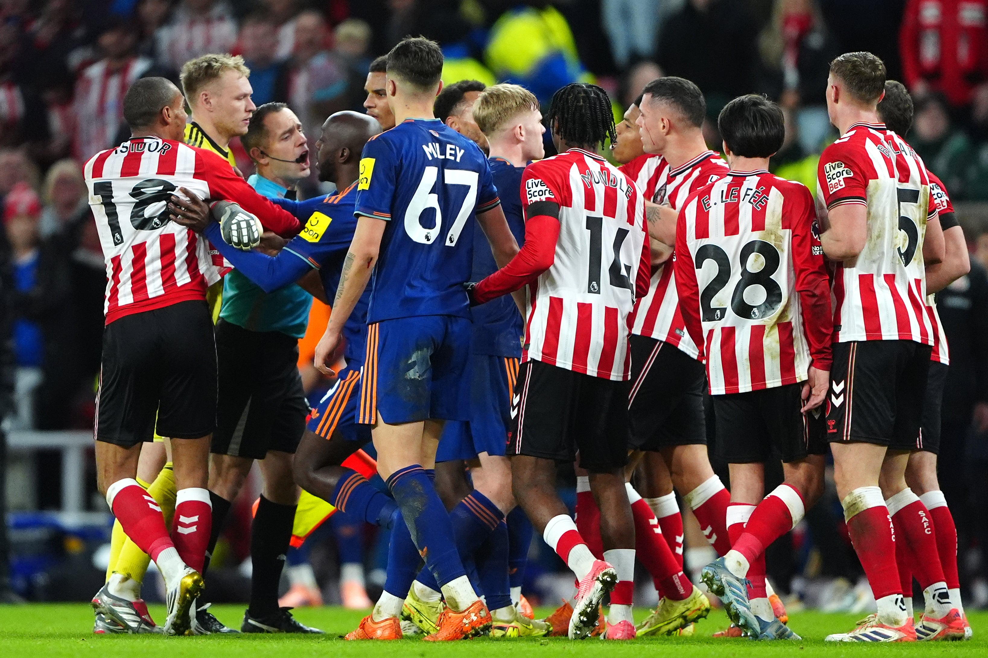 Tensions boiled over as the rivalry became heated in the closing minutes