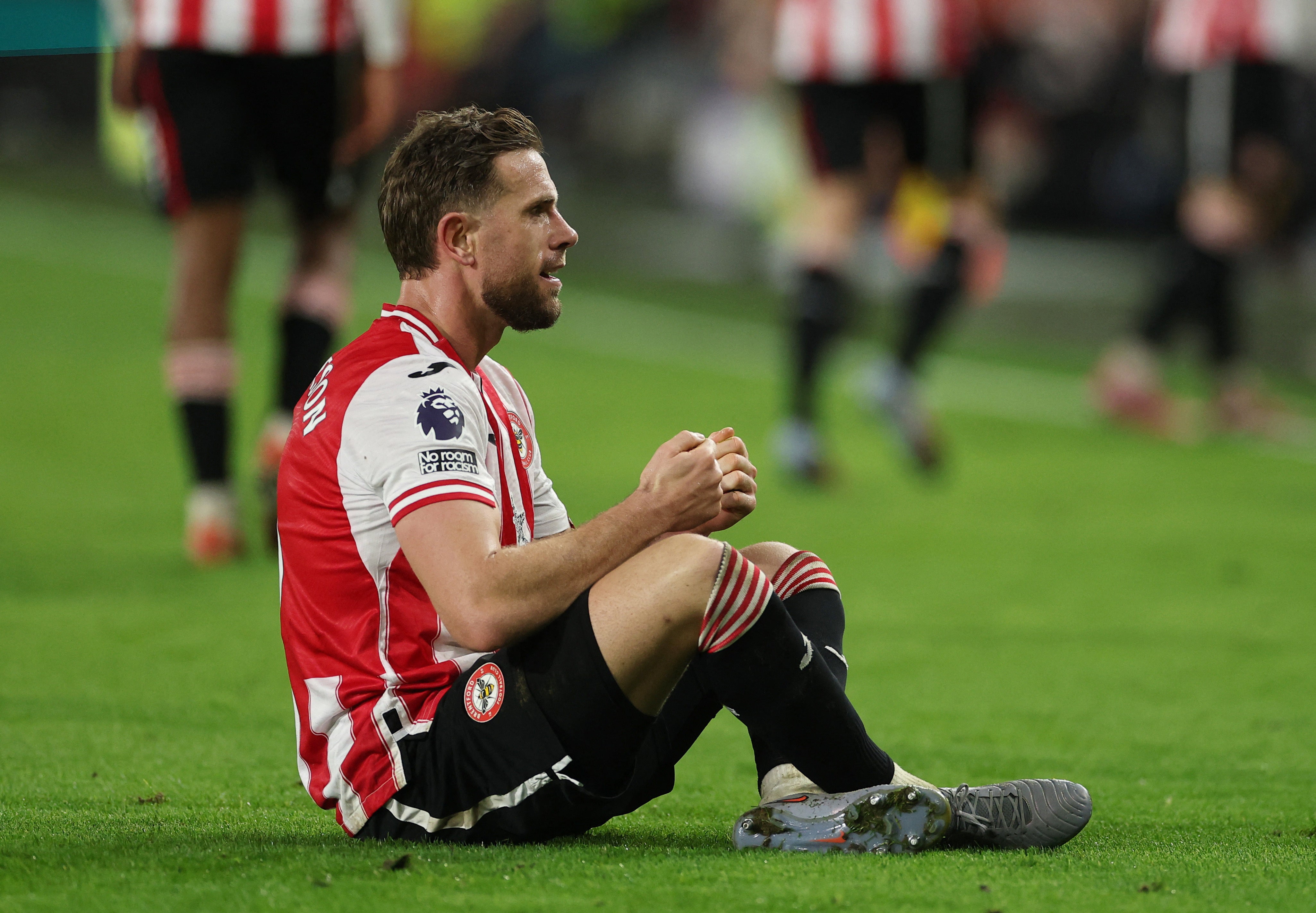<p>Jordan Henderson celebrated his first Brentford goal with a celebration used by the late Diogo Jota</p>