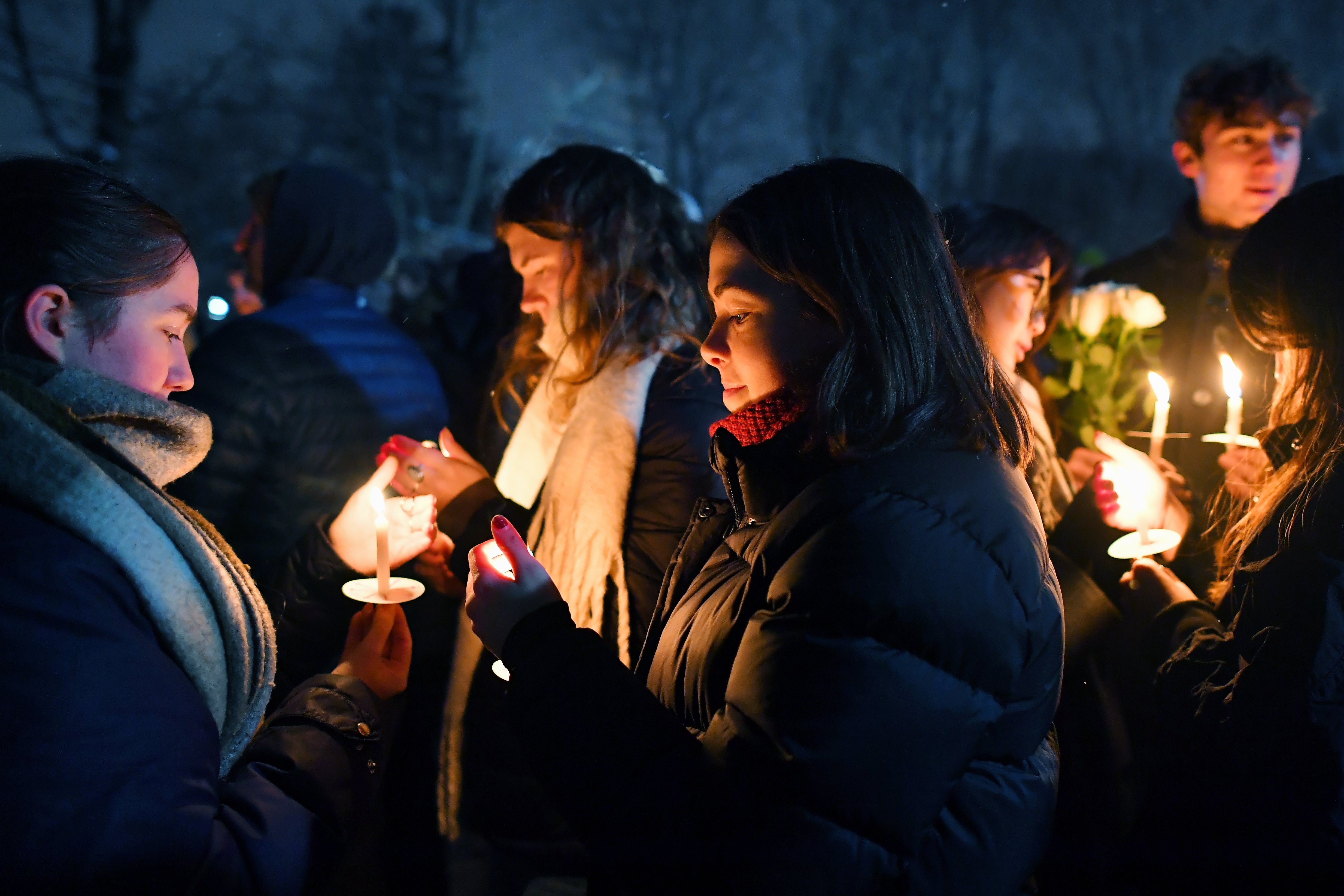 A vigil for the victims was held on Sunday evening, at what was supposed to be a Christmas tree and menorah lighting