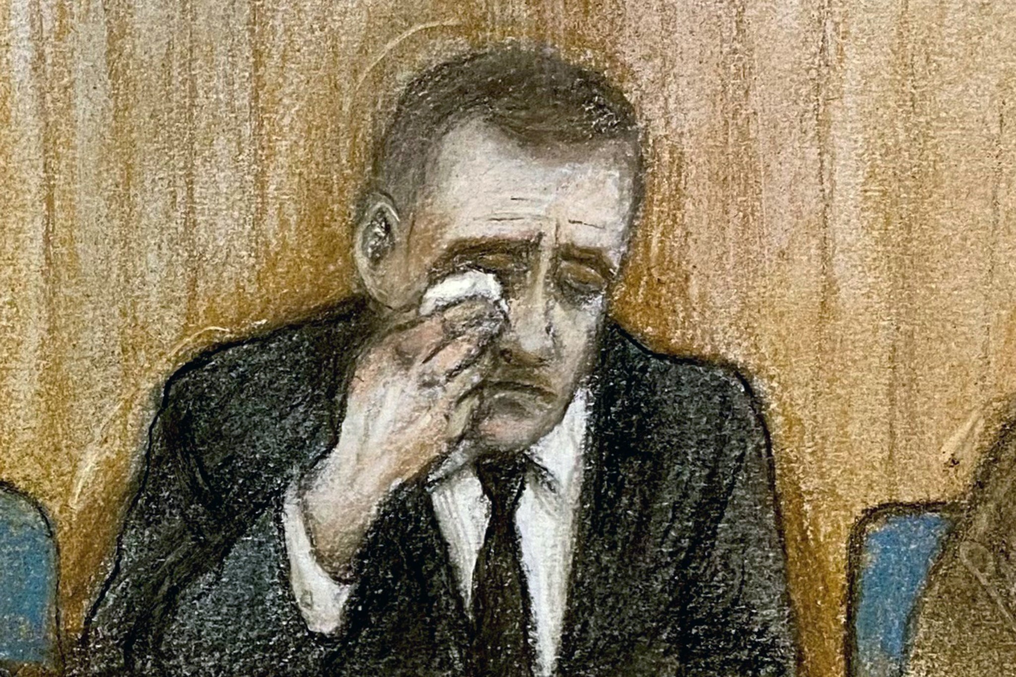Paul Doyle wipes his eyes as evidence is presented during his sentencing at Liverpool Crown Court