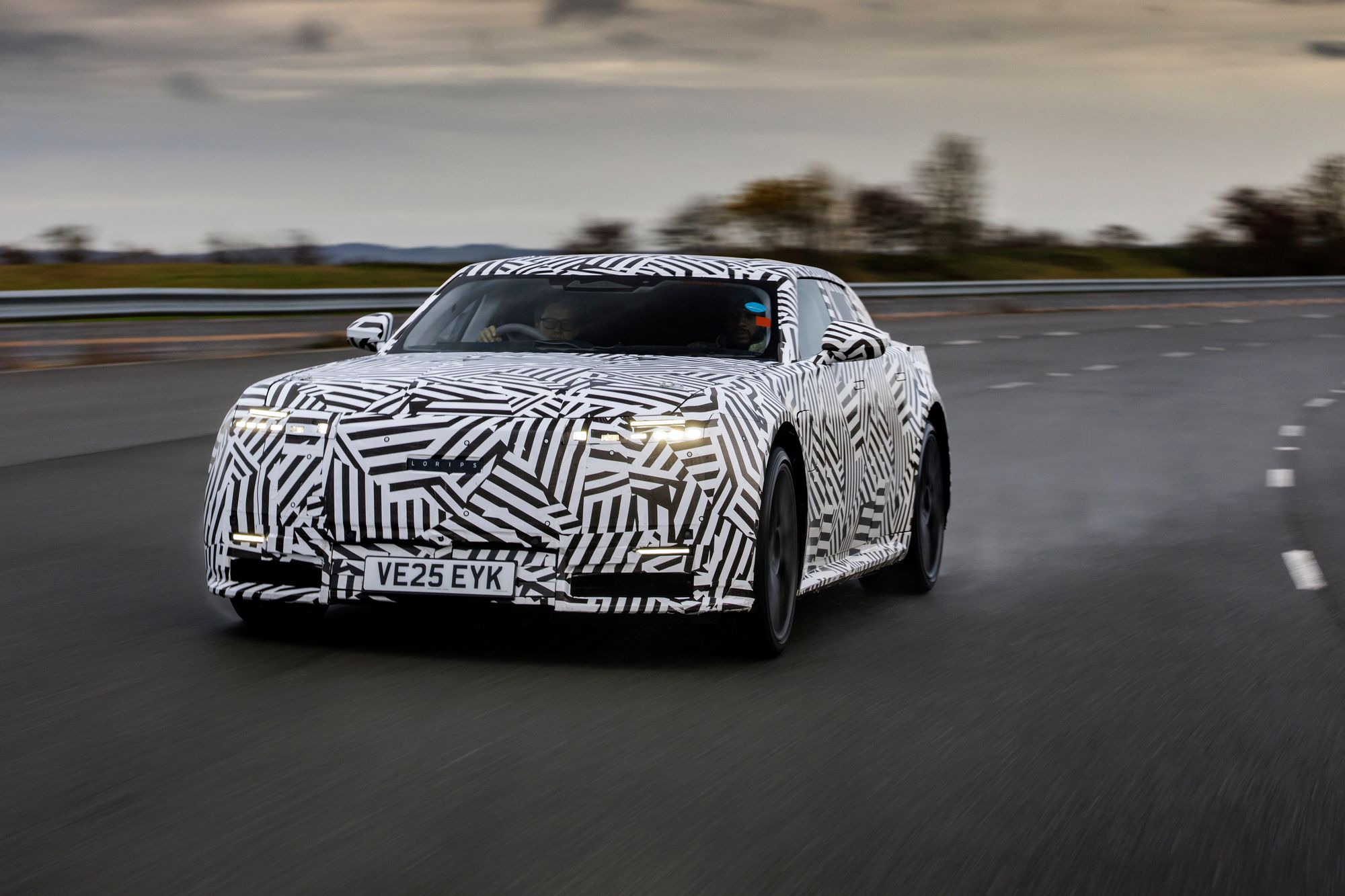 <p>The new all-electric Jaguar GT is set to lose its camouflage next summer</p>