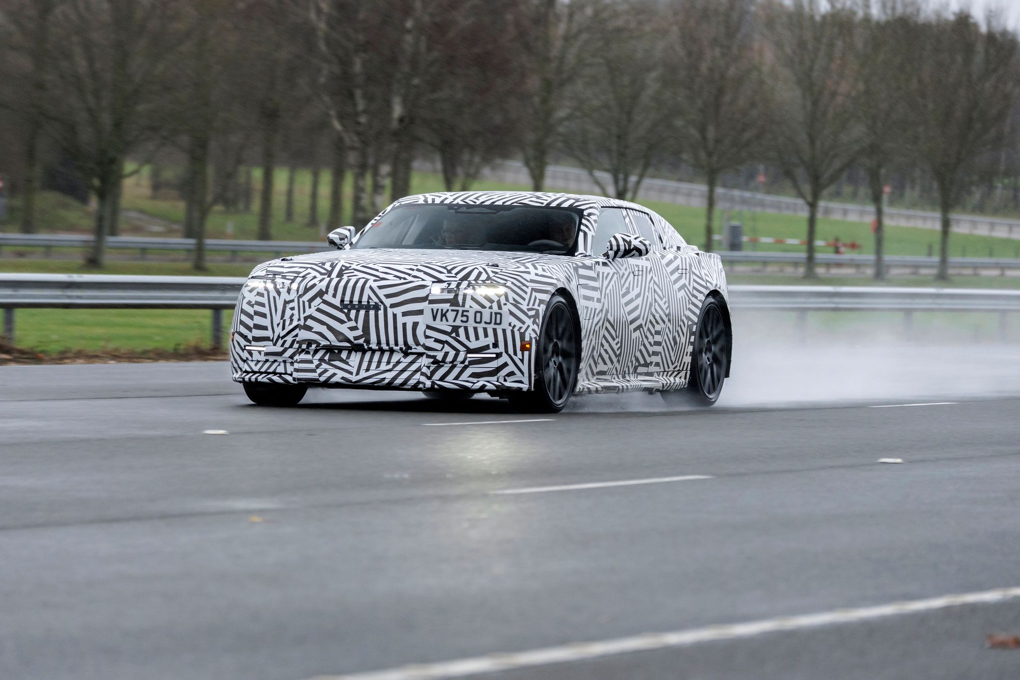 The new Jaguar felt stable and comfortable at three-figure speeds on the test track