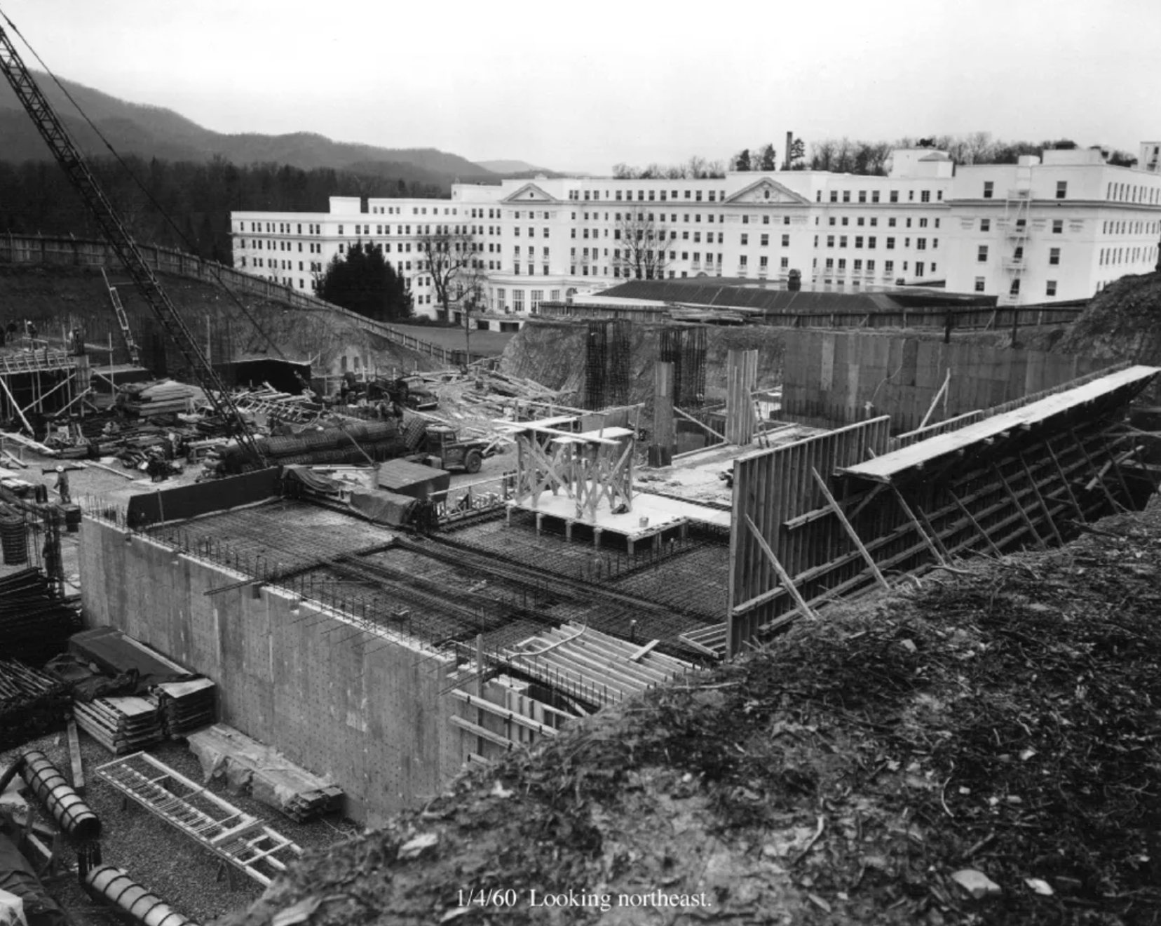 Construction on the bunker – code-named Project Greek Island – began in 1959 a year after being authorized by Congress, when fear of a Soviet nuclear attack was at the forefront of minds of both politicians and ordinary citizens alike